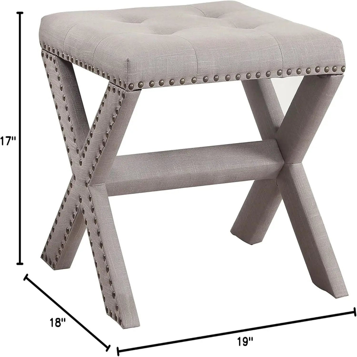 Upholstered Accent Bench | Nailhead Trim | Tufted Seat Cushion