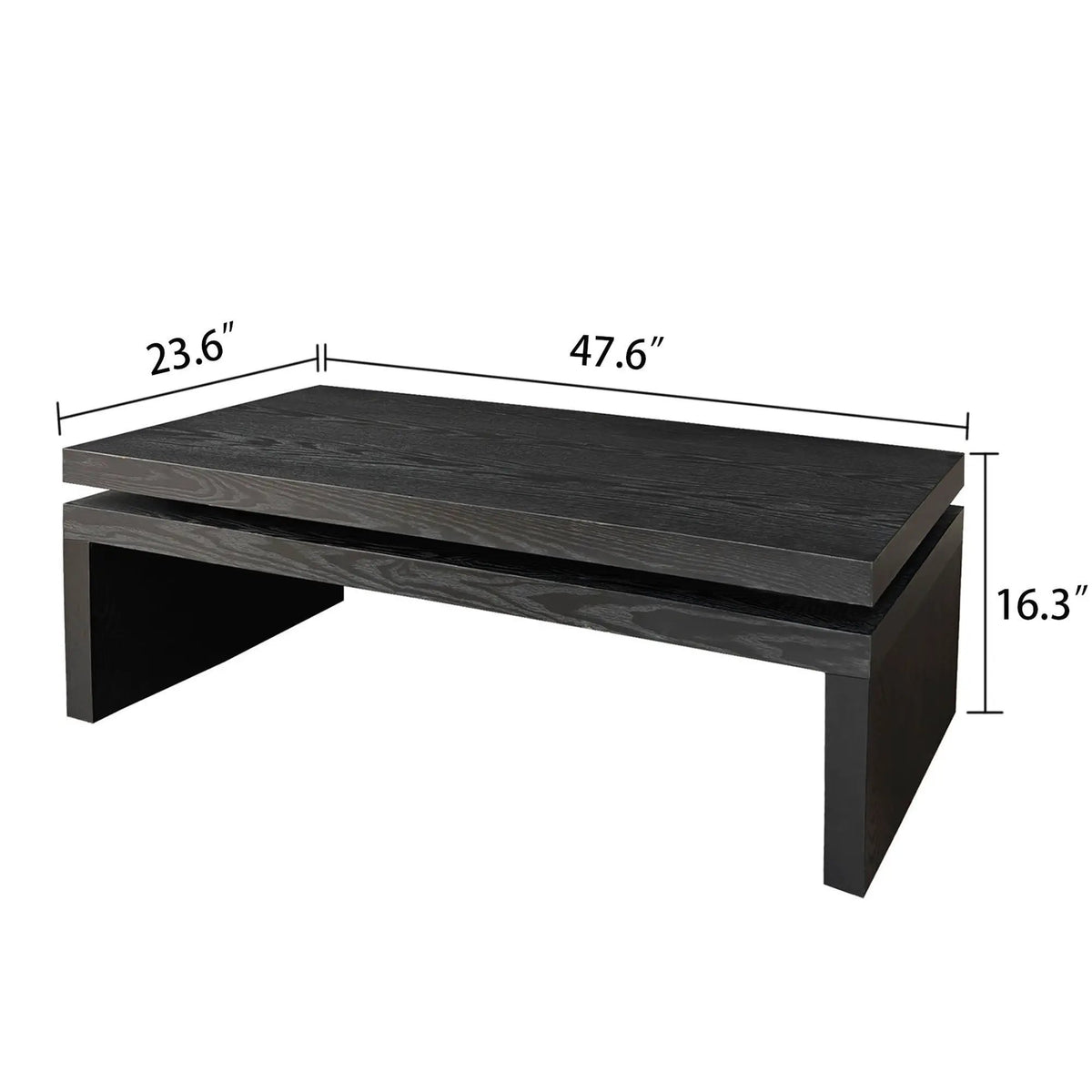 Rectangular Center Table | Solid Engineered Wood | Layered Silhouette | Distinctive Wood Grain