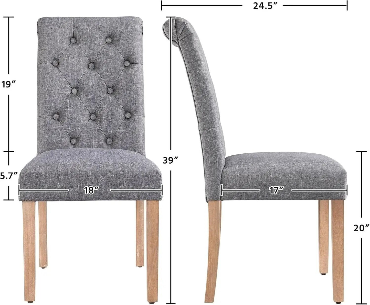 Parsons Dining Chairs Set of 2 Upholstered High Back Dark Gray from PriceLows™