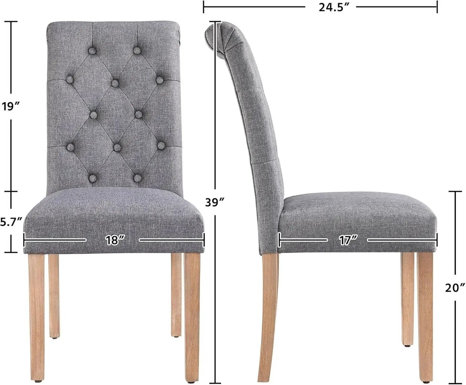 Parsons Dining Chairs Set of 2 Upholstered High Back Dark Gray from PriceLows™