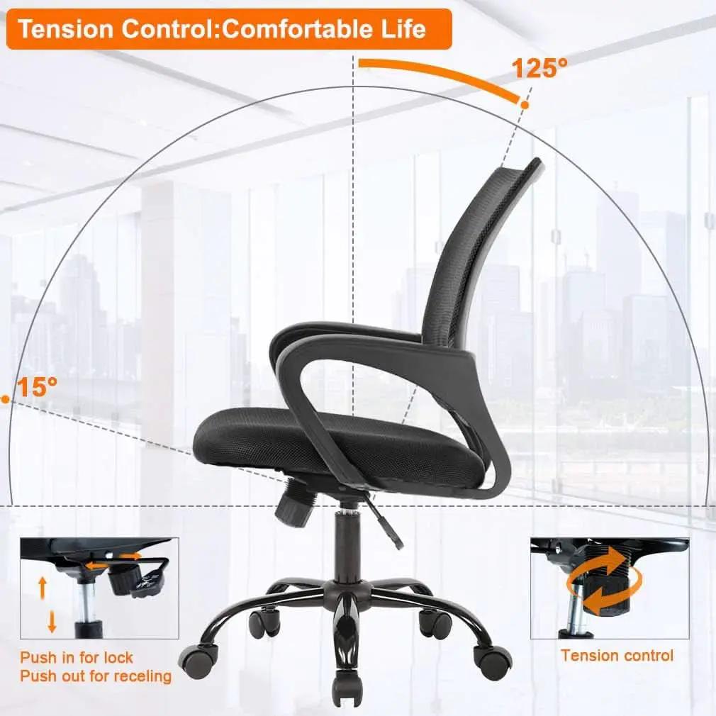 Ergonomic Office Chair Black With Lumbar Support Adjustable from PriceLows™