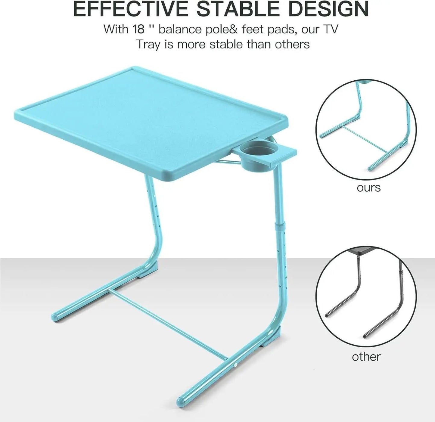 Adjustable TV Tray Table Azure With 6 Height 3 Tilt Angles from PriceLows™