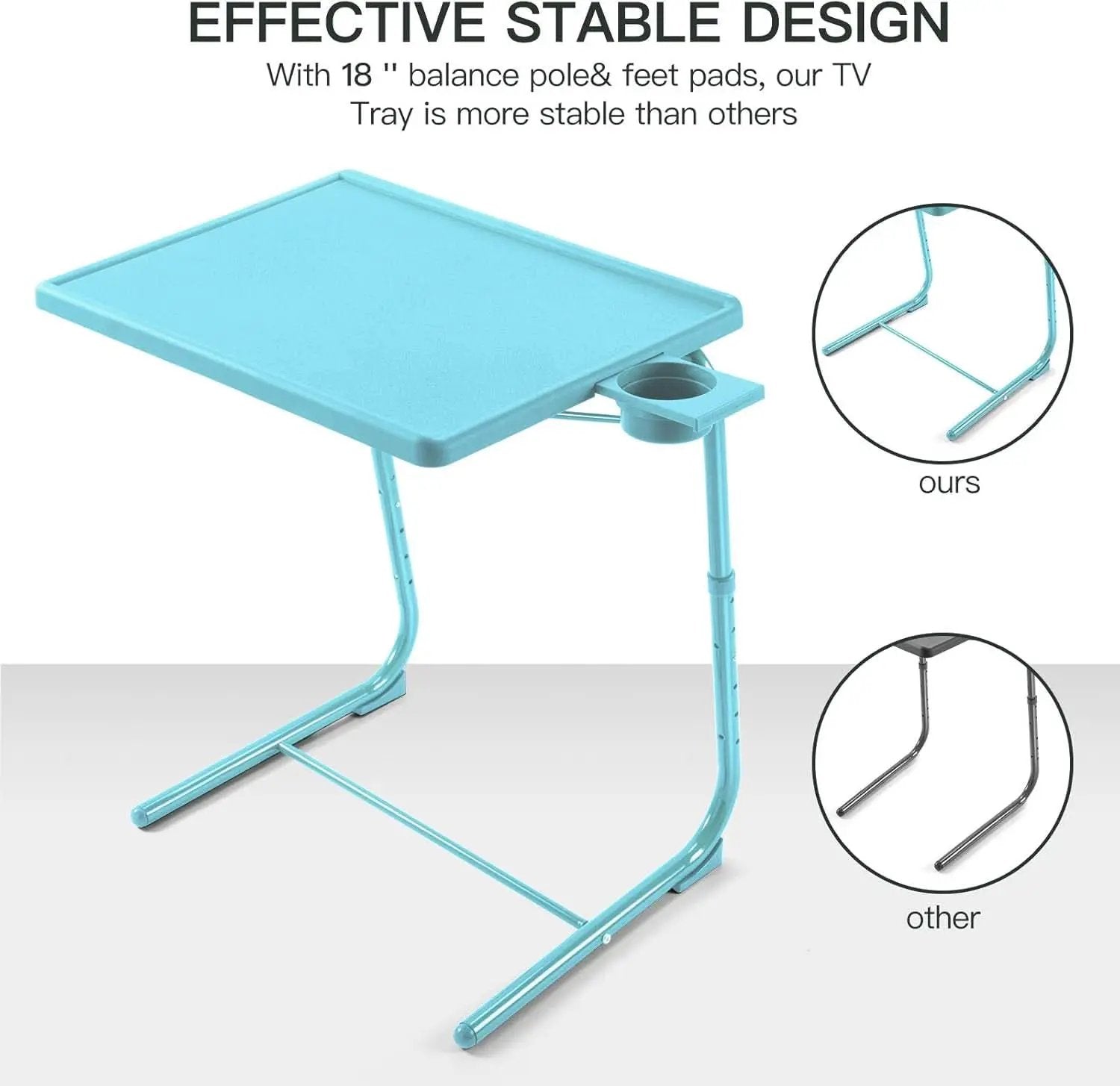 Adjustable TV Tray Table Azure With 6 Height 3 Tilt Angles from PriceLows™