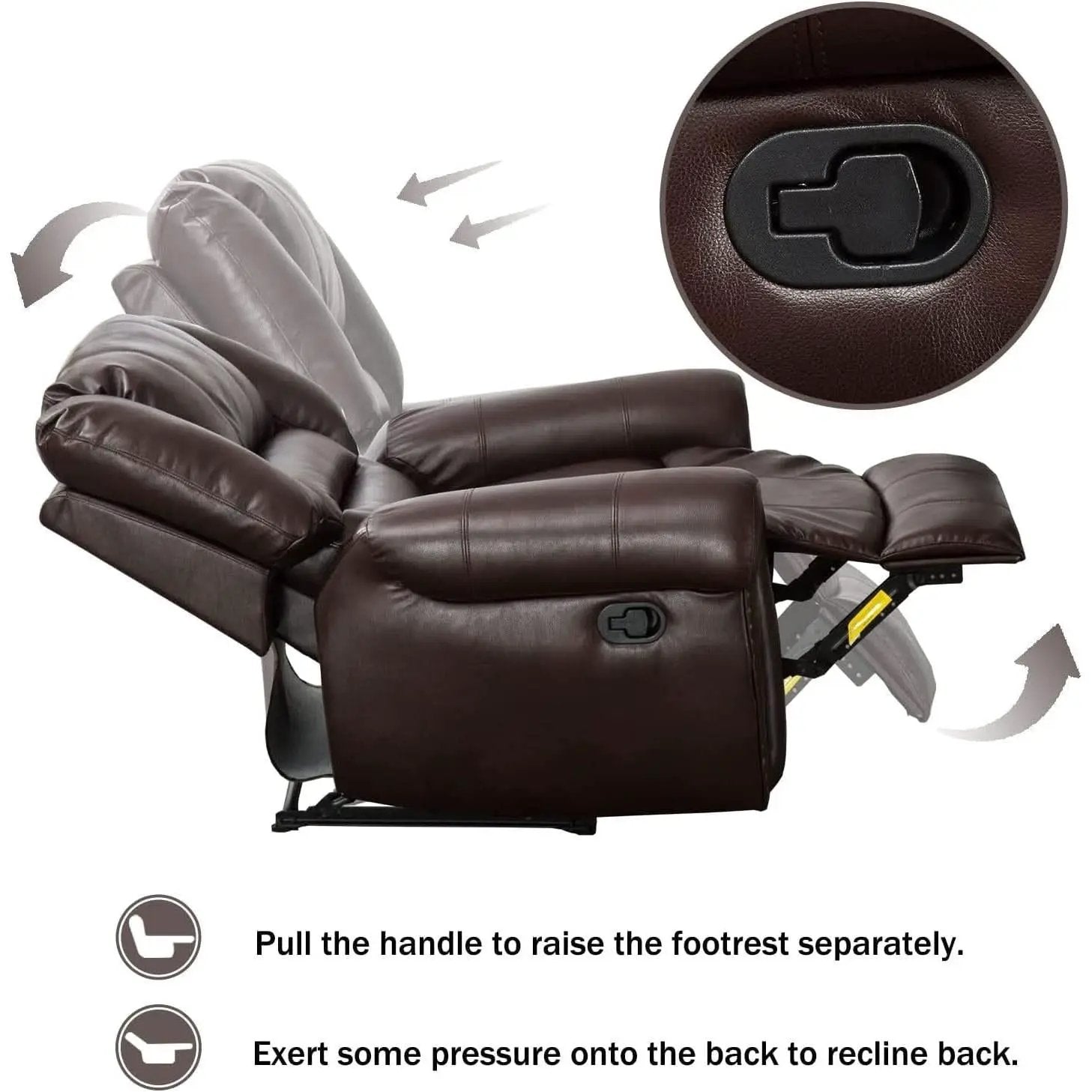 Brown Leather Recliner Chair With Traditional Style from PriceLows™
