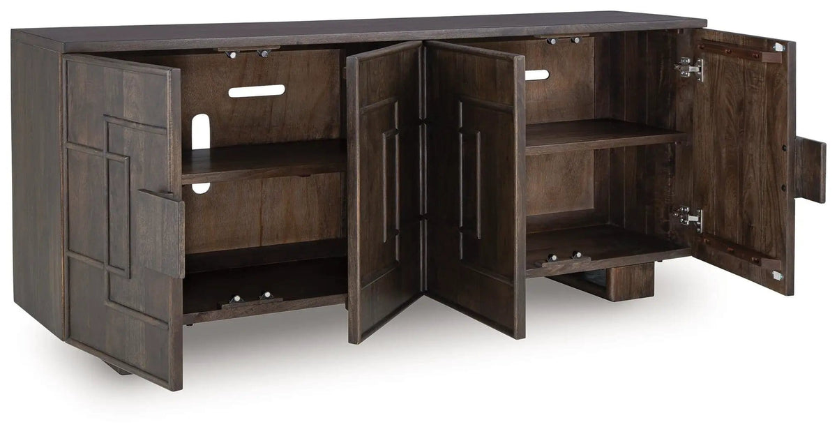 Cato Accent Cabinet | 67.88 x 16.25 x 30.25 in | Mango Wood & Veneer | Dark Brown