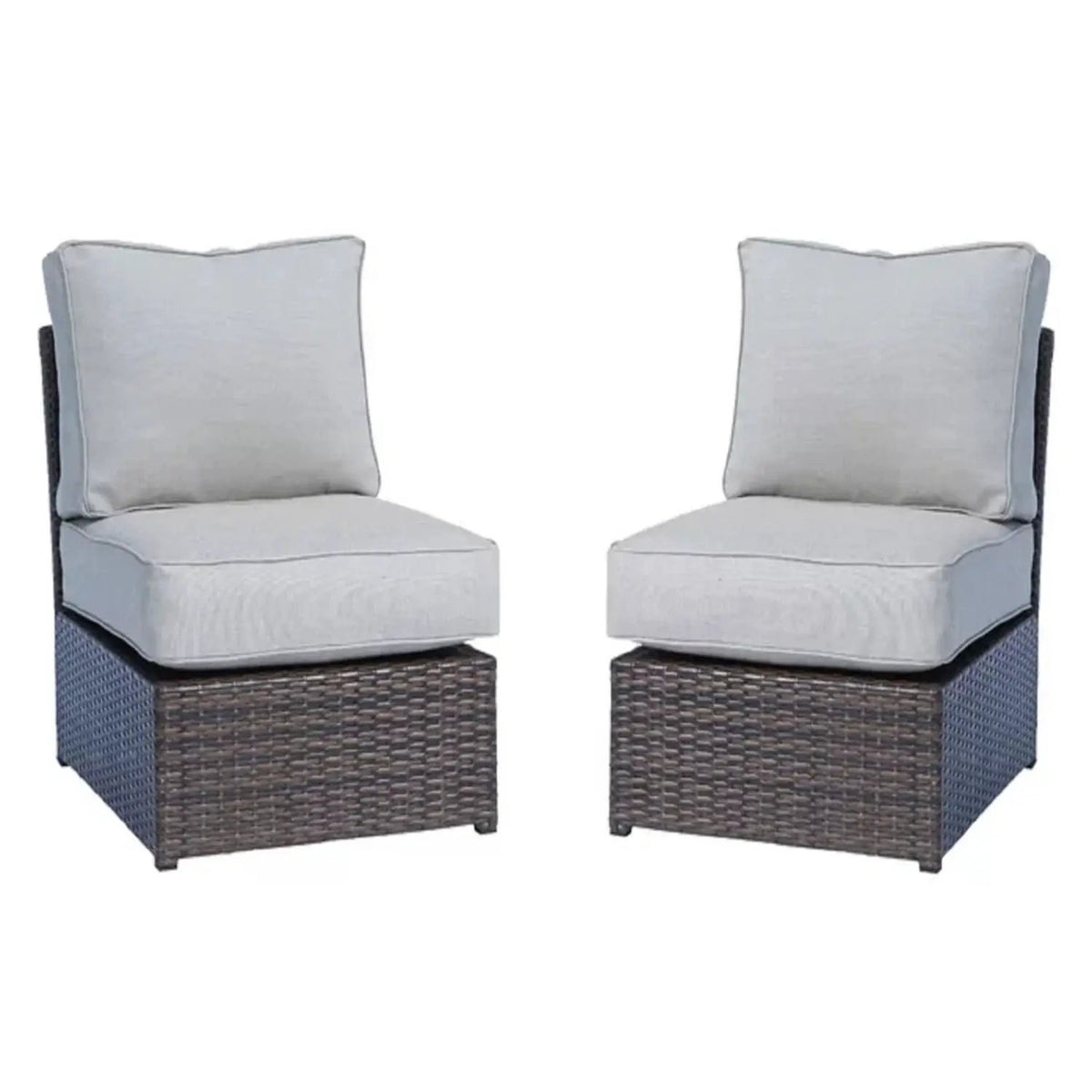 Modern Wicker Outdoor Seating Set | 3-Piece | Glass-Top Coffee Table | 5 Inch Cushions