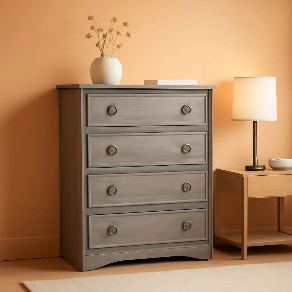 Gray 4 Drawer Dresser With ModernArchitectural Storage from PriceLows™
