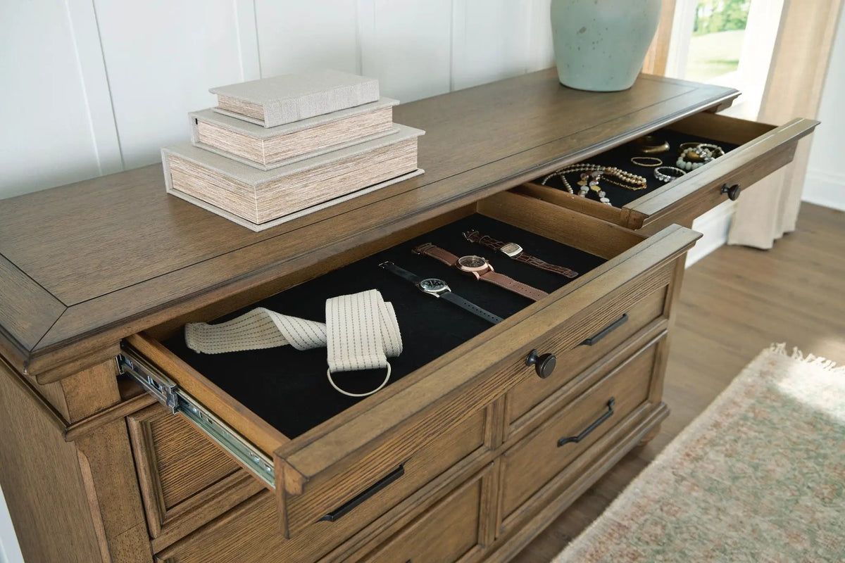 Karallin Dresser | 63.88 Inch Width | Oak Veneer | Natural Wood Grain