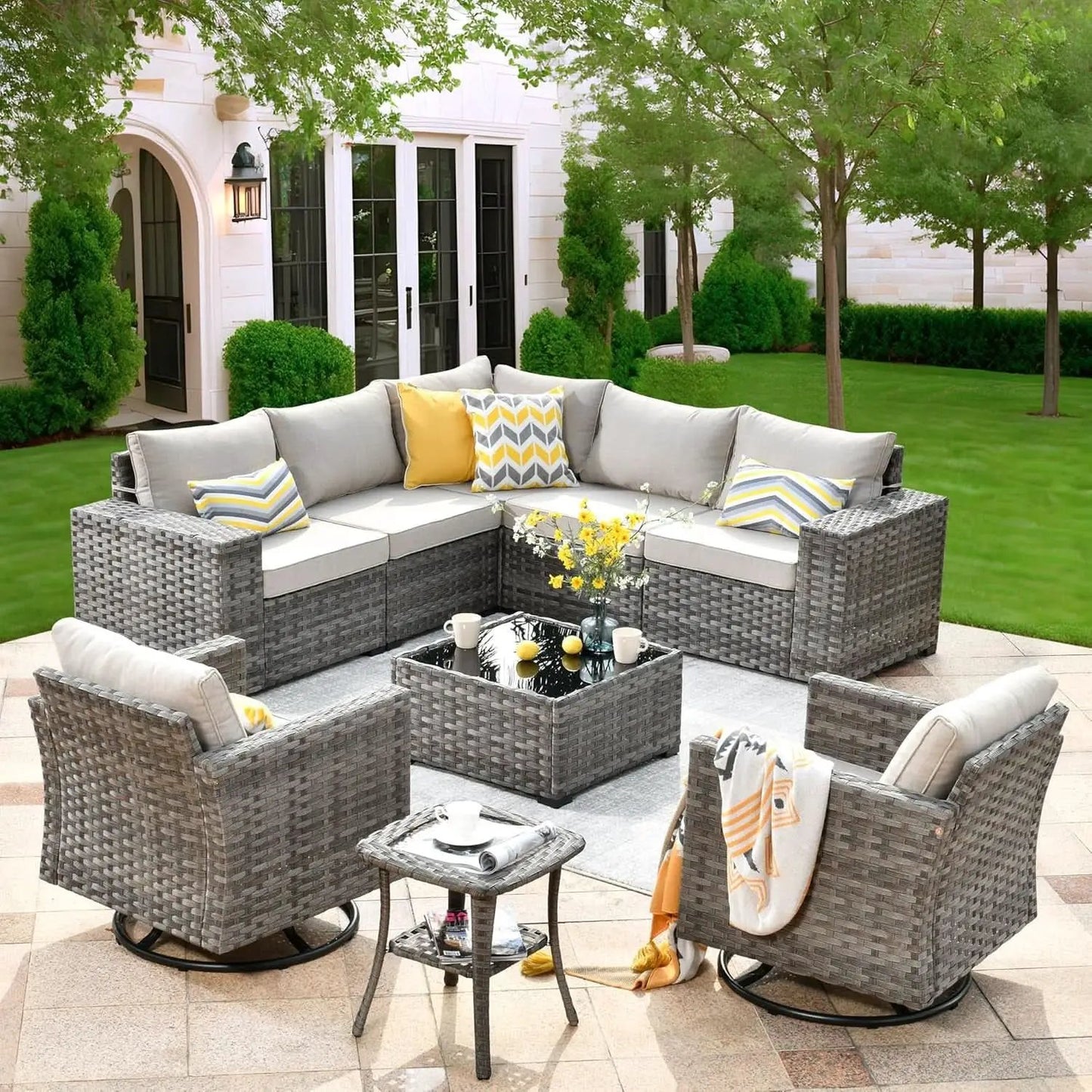 Modern Modular Outdoor Wicker Sectional Sofa Set from PriceLows™