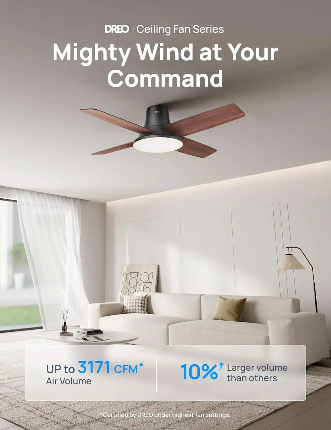 Ceiling Fan With Lights 44 Inch Black Quiet DC Motor from PriceLows™