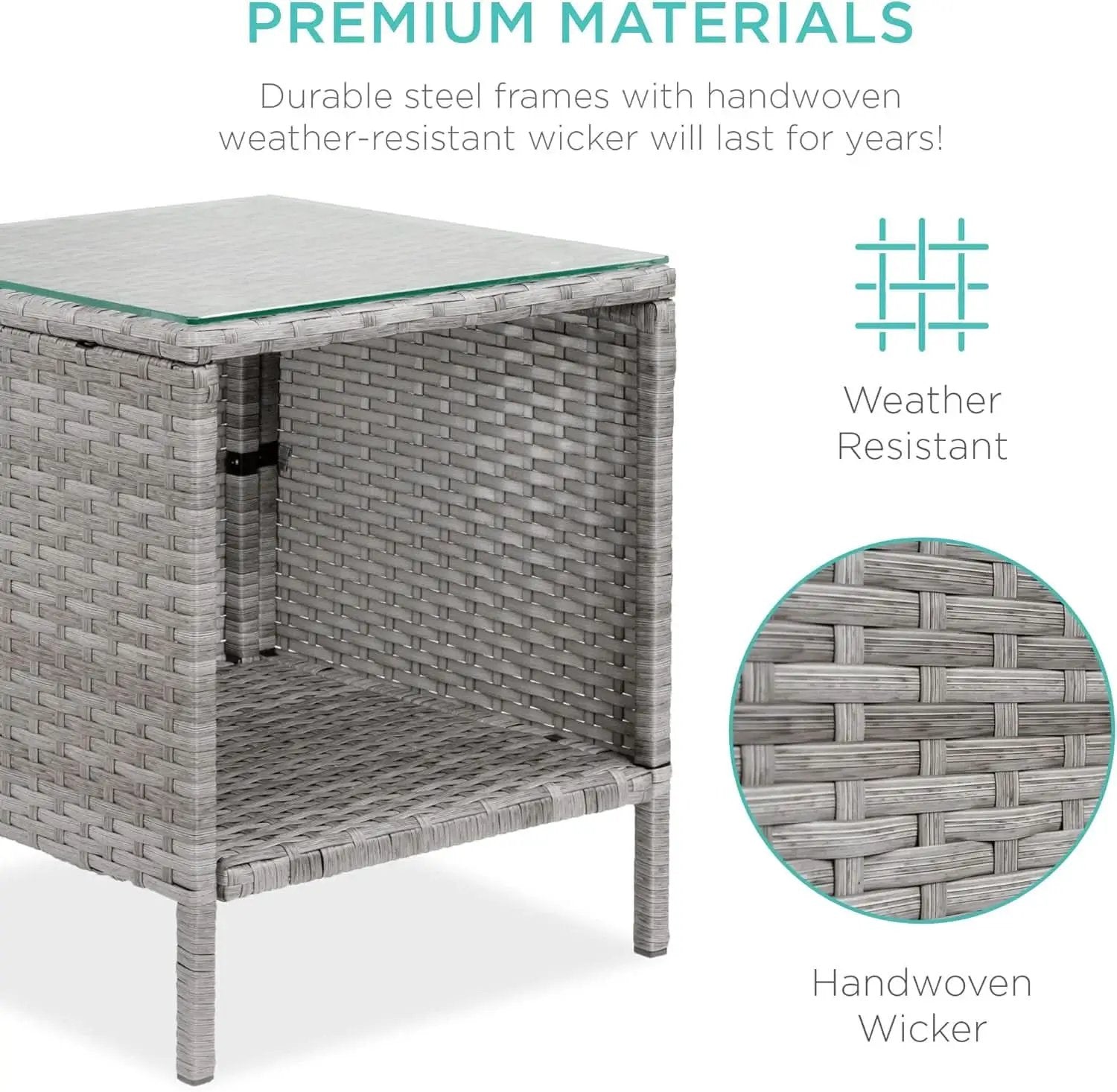3-Piece Outdoor Wicker Bistro Set Gray and Navy Patio Furniture from PriceLows™
