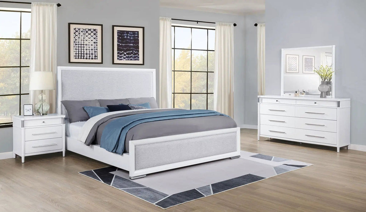 Gracemont 4-piece Queen Bedroom Set | 4-Piece Set | Rubberwood & Engineered Wood | White