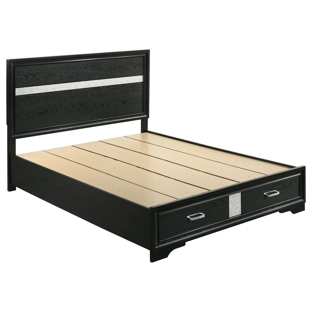 Miranda 51-inch Wood Queen Storage Panel Bed | 63.5 x 83.75 x 50.25 in | Wood | Black