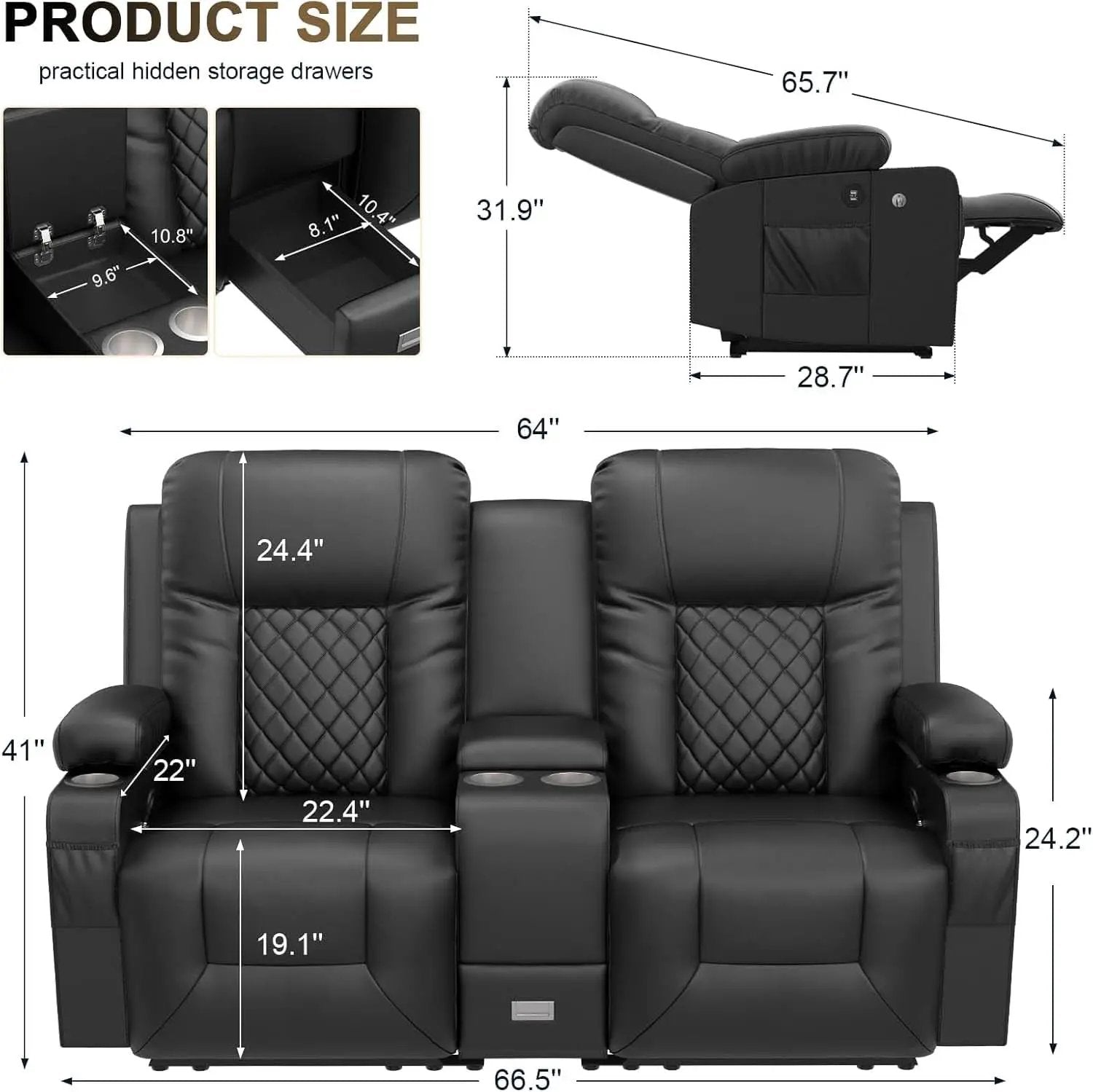 Living Room Furniture Set Loveseat Recliner And 2 Piece Massage Recliner Chairs from PriceLows™