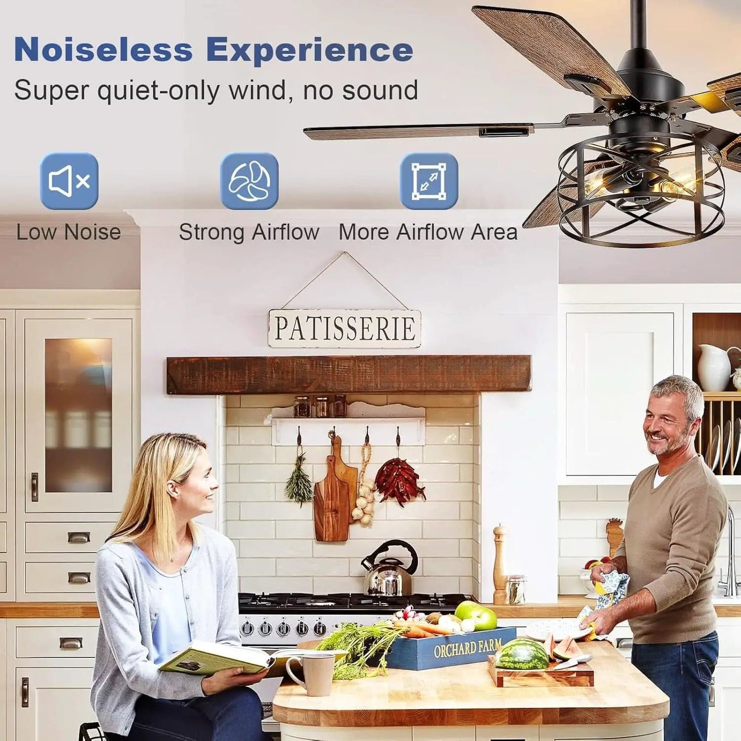 42 Inch Farmhouse Cage Ceiling Fan With Remote E26 Bulbs from PriceLows™