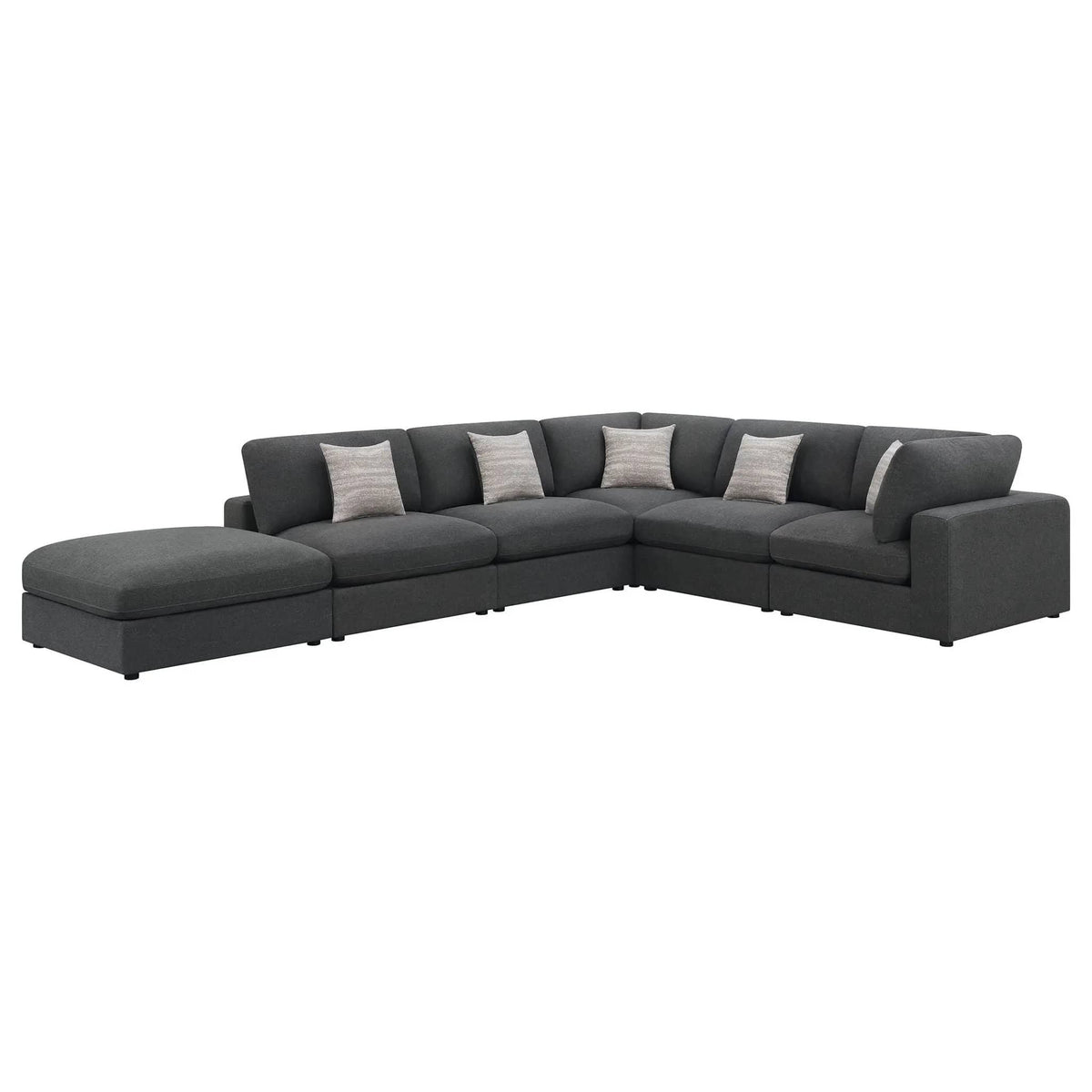 Serene 6-piece Upholstered Modular Sectional Sofa | 6-Piece Set | Linen | Charcoal