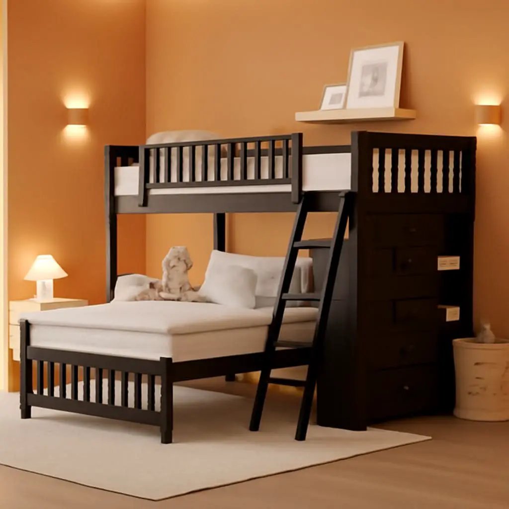 Twin Over Full Bunk Bed With Storage Solid Wood Espresso from PriceLows™