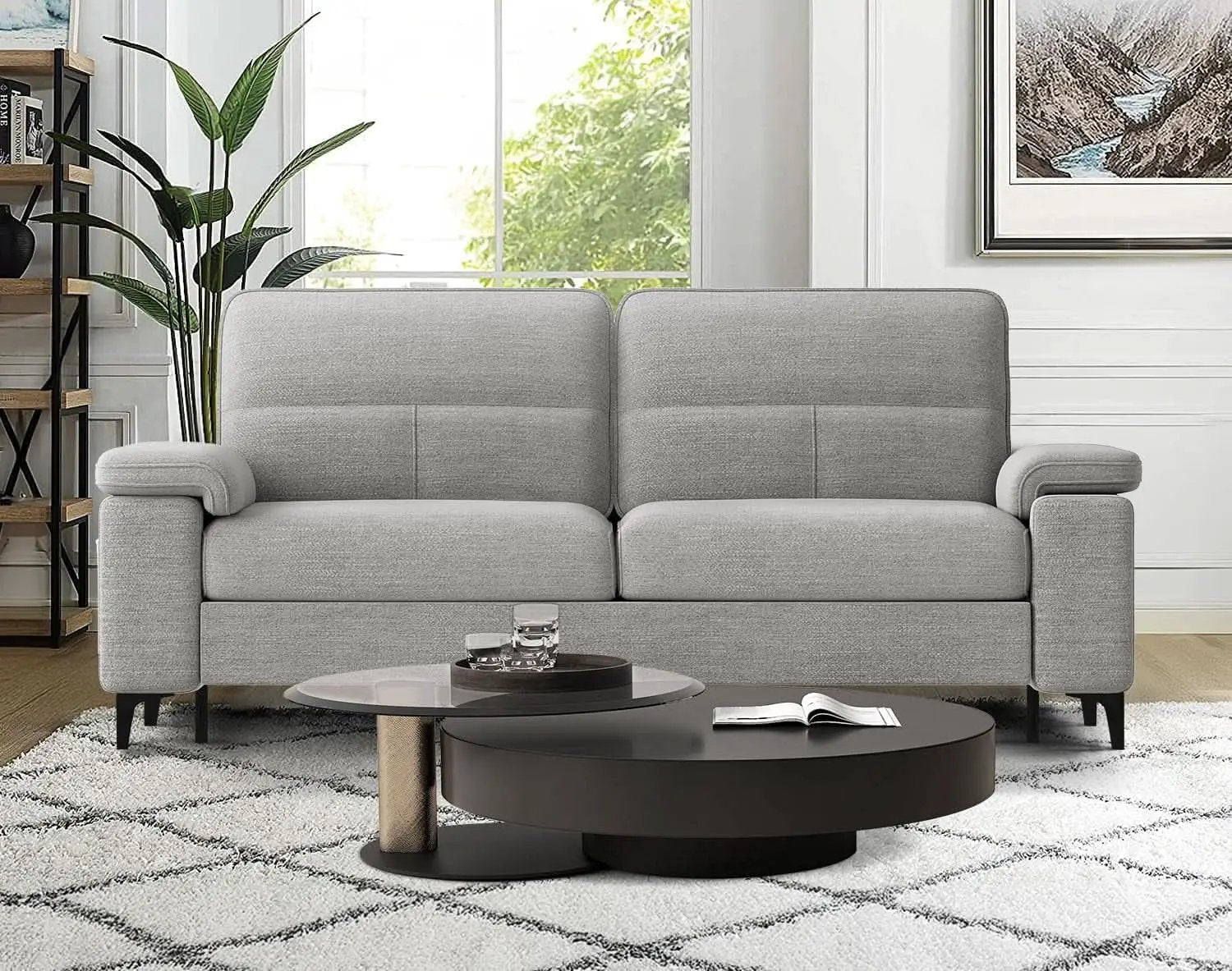 Light Gray Loveseat With Removable Cover And Armrests from PriceLows™