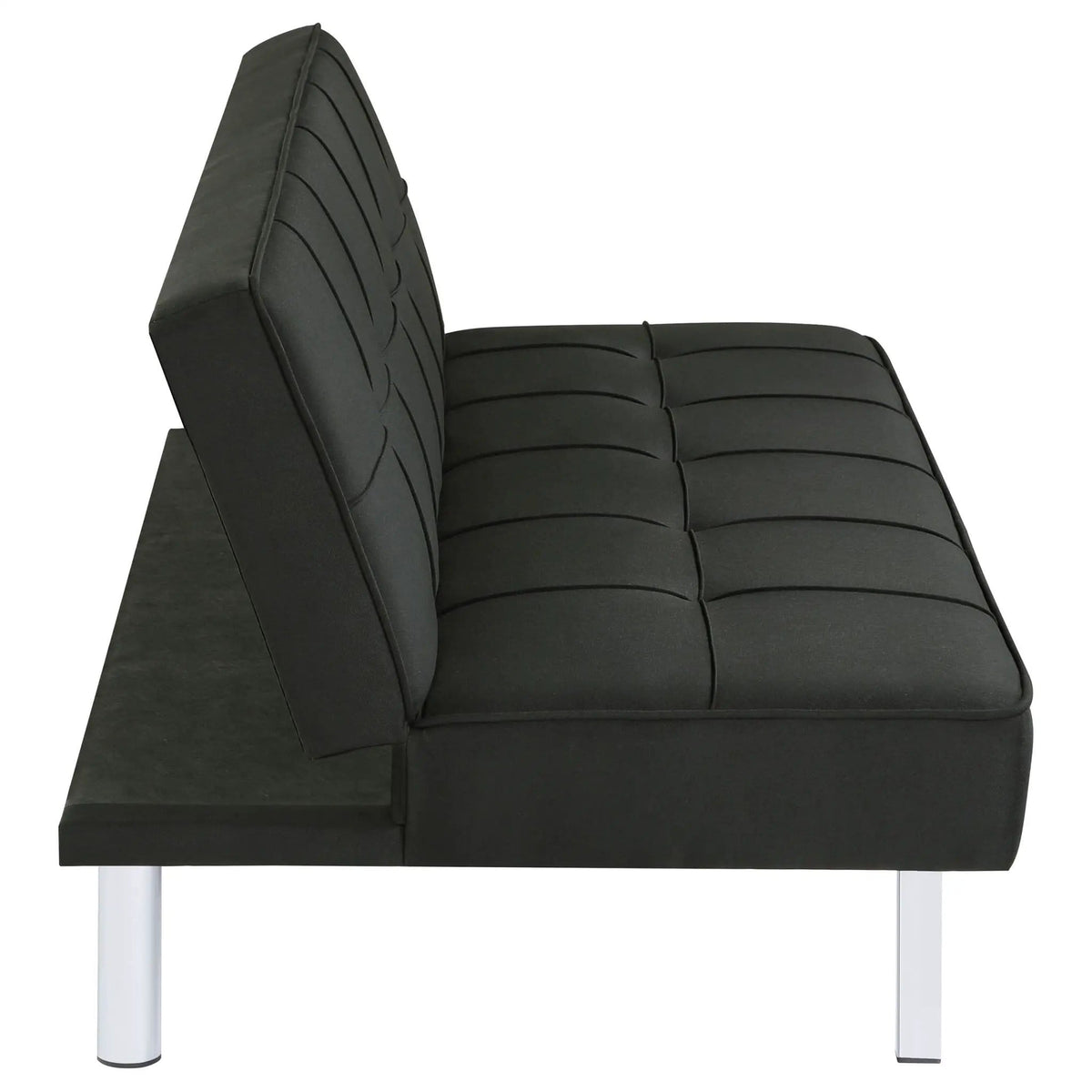 Joel Upholstered Tufted Convertible Sofa Bed | 68.25 x 33 x 29.25 in | Fabric & Metal | Black