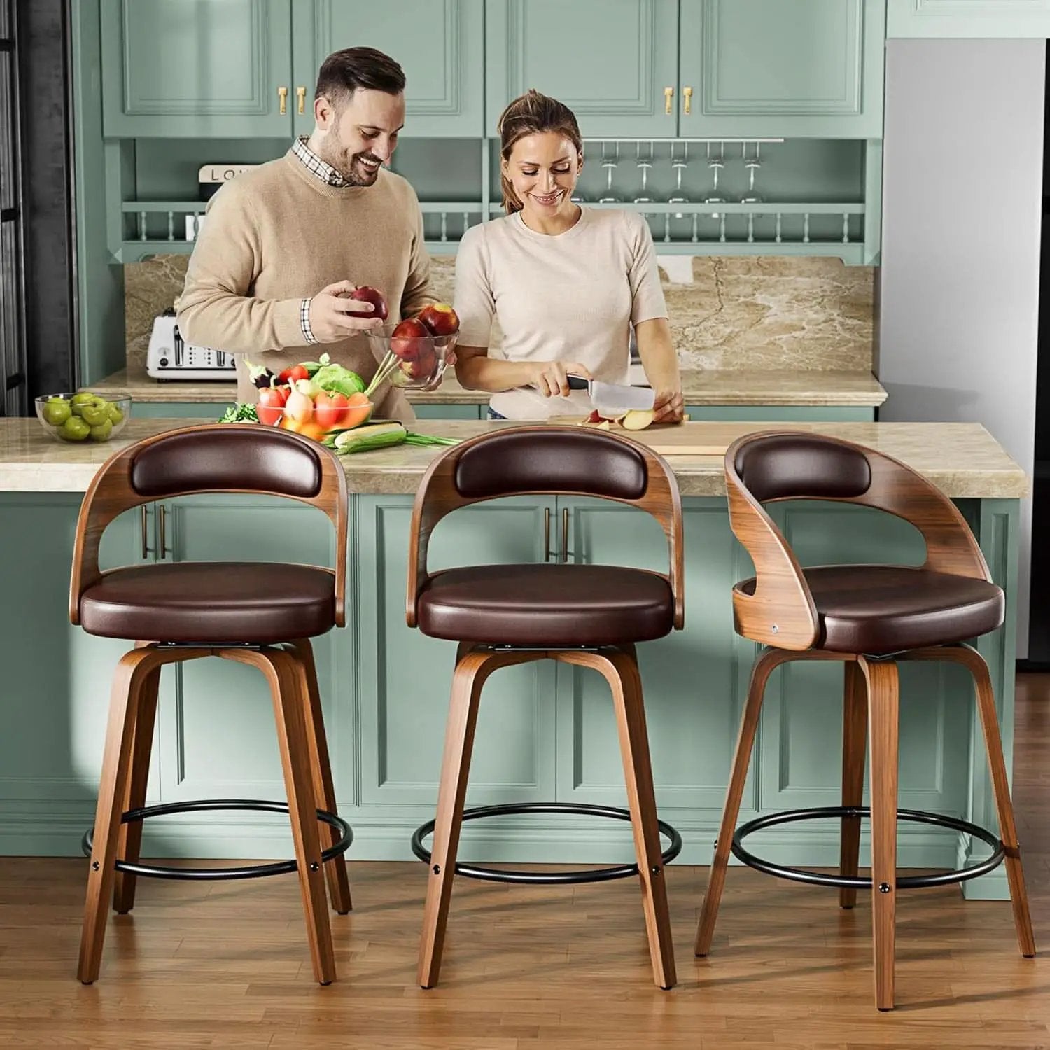 Mid Century Modern Swivel Bar Stools Set of Two from PriceLows™