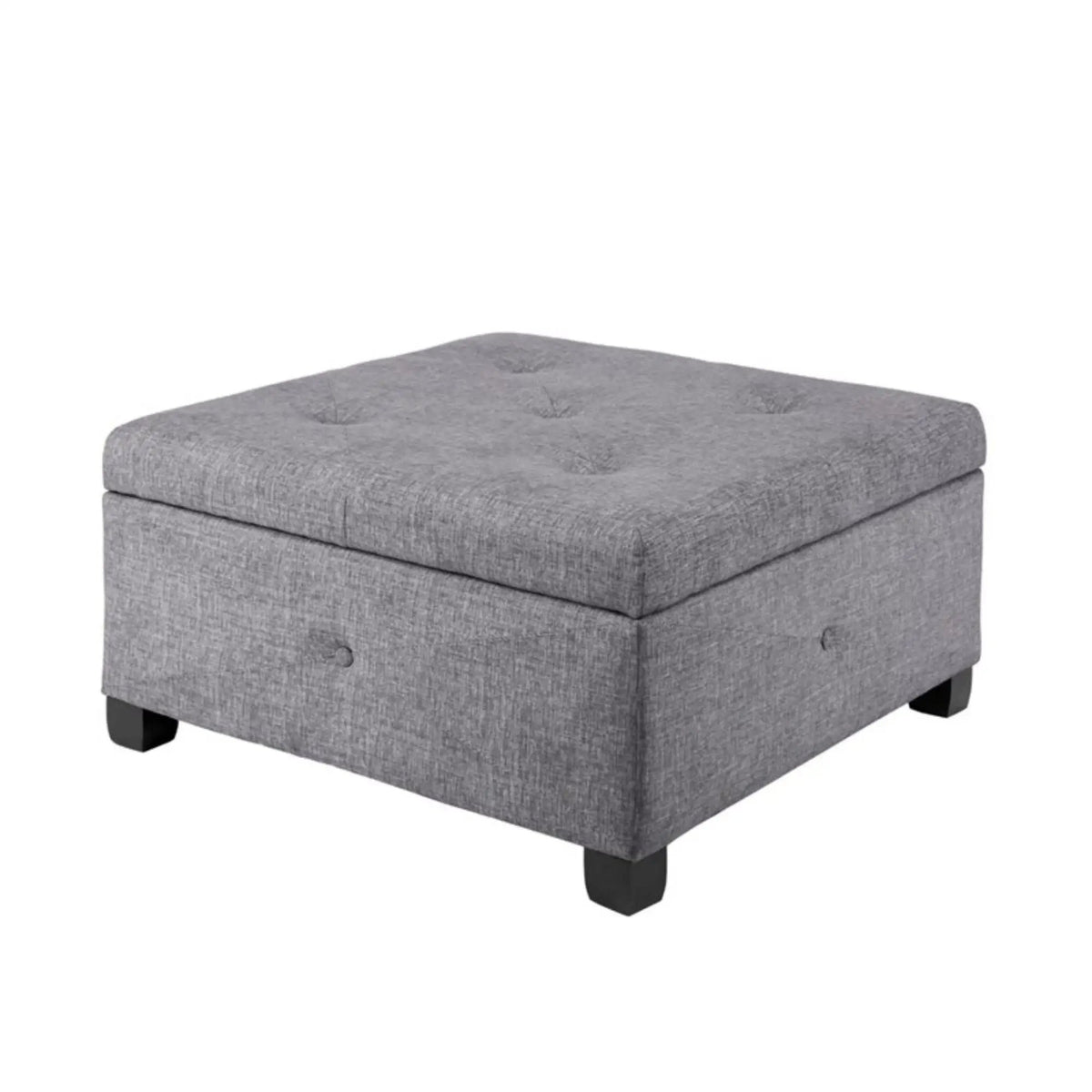Aspen Storage Ottoman | Soft Close Lid | Button Tufted Fabric | 29.5 Inch Width