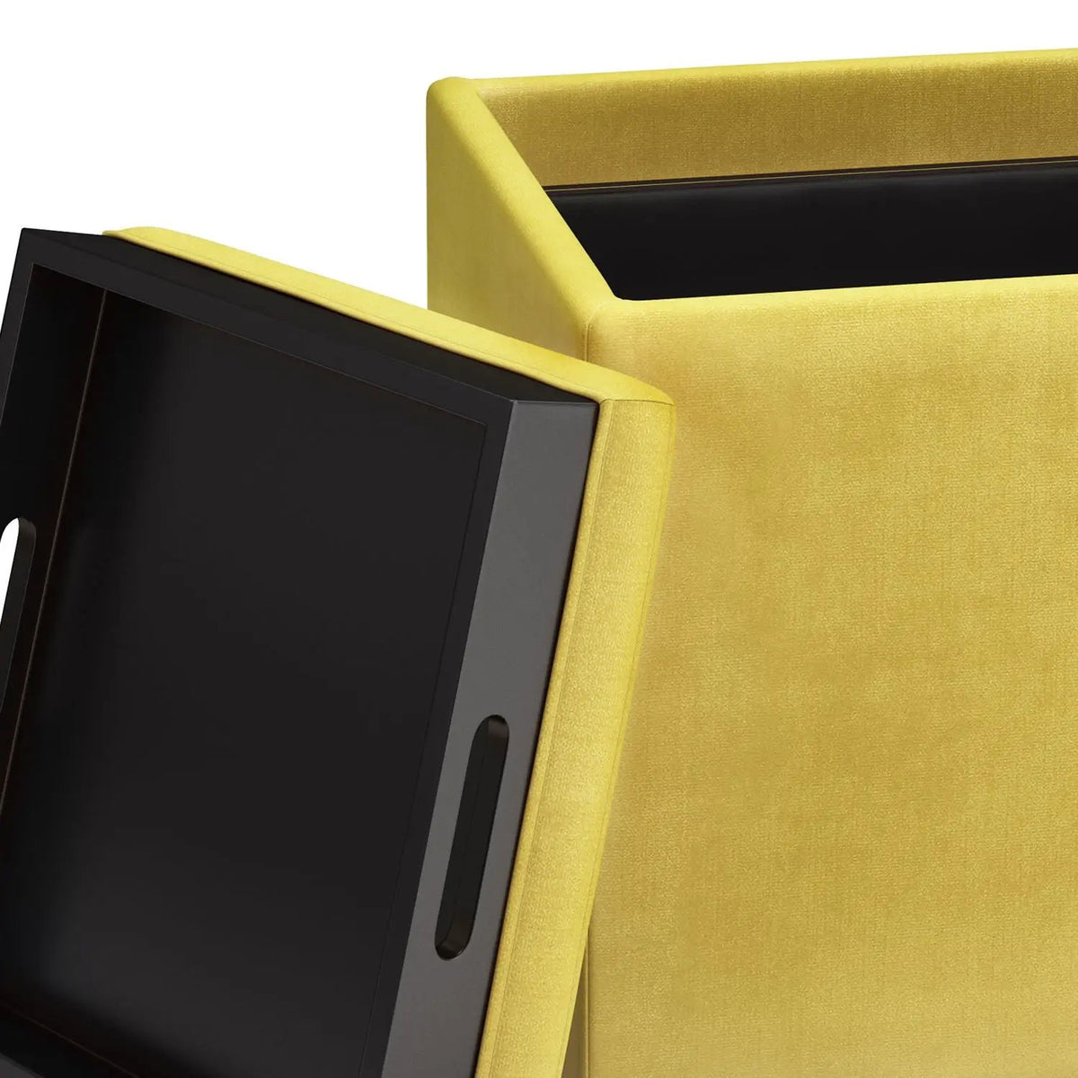 Rockwood Upholstered Cube Ottoman | Flip Over Serving Tray | Large Interior Storage | 16.9 Inch Cube