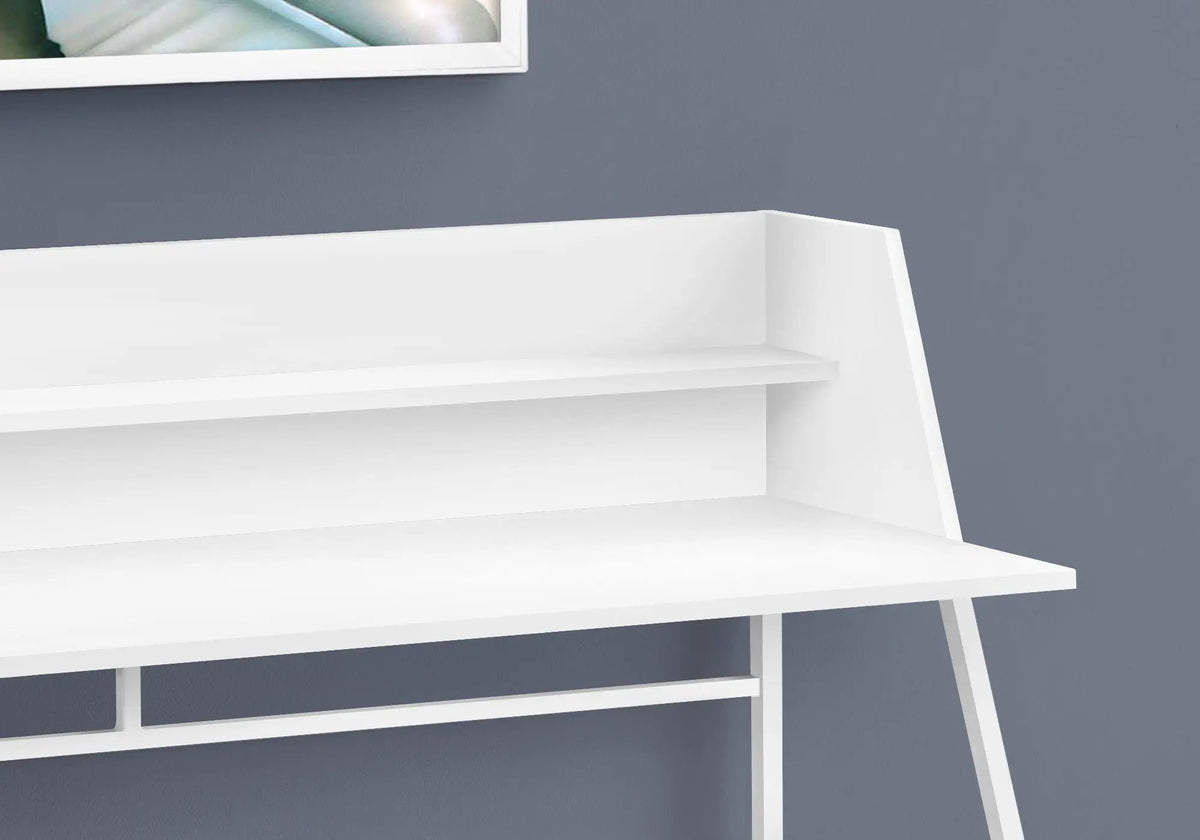 Marble Look Computer Desk With Shelves | 47.25 Inch Width | Sturdy Metal Base | 39.25 Inch Height