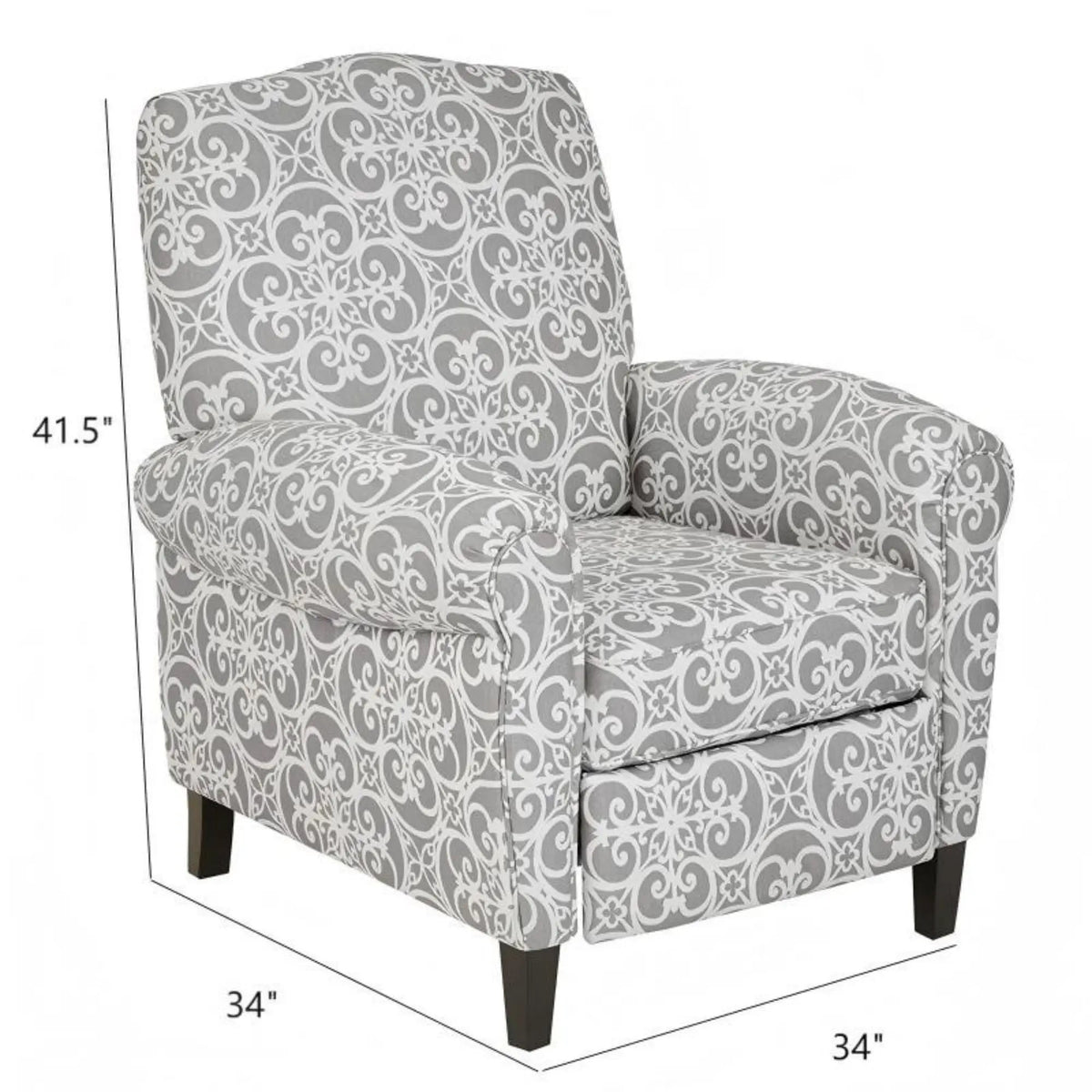 Kirby Transitional Push Back Recliner Chair | 300 Lb Capacity | High-Density Foam | No Tools Assembly