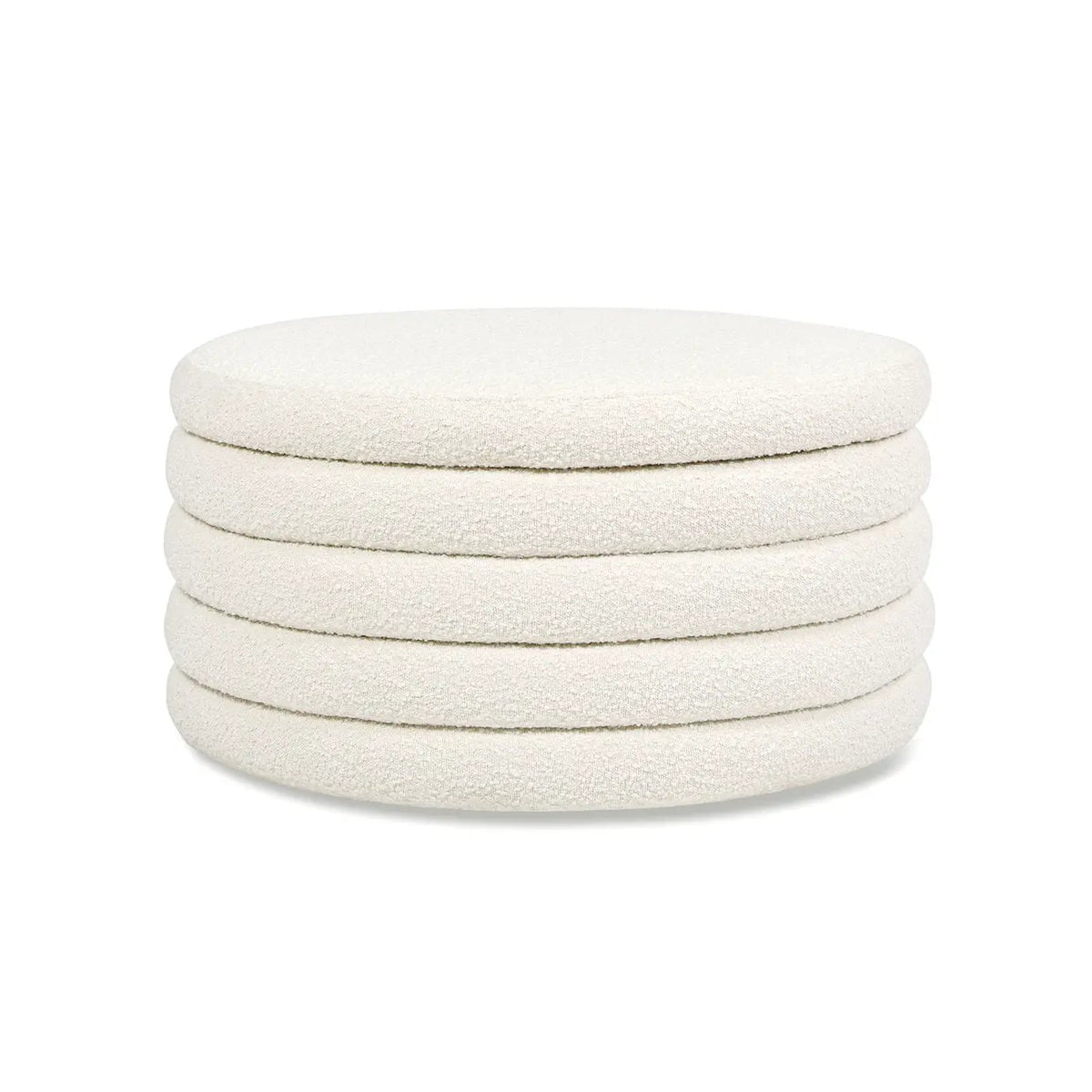 Fuji Oversized Round Storage Ottoman | Kiln-Dried Birchwood | Handmade Craftsmanship | 19 Inch Height