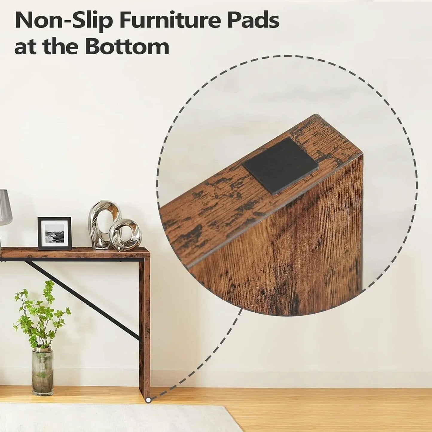 62 Inch Long Rustic Brown Console Table For Entryway from PriceLows™