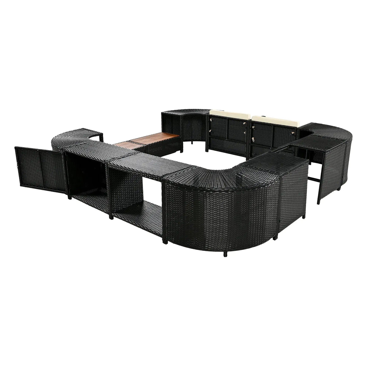 Large Outdoor Quadrilateral Spa Surround Rattan Sectional Sofa Set With Storage | Rattan | Outdoor Furniture Set | Living Room