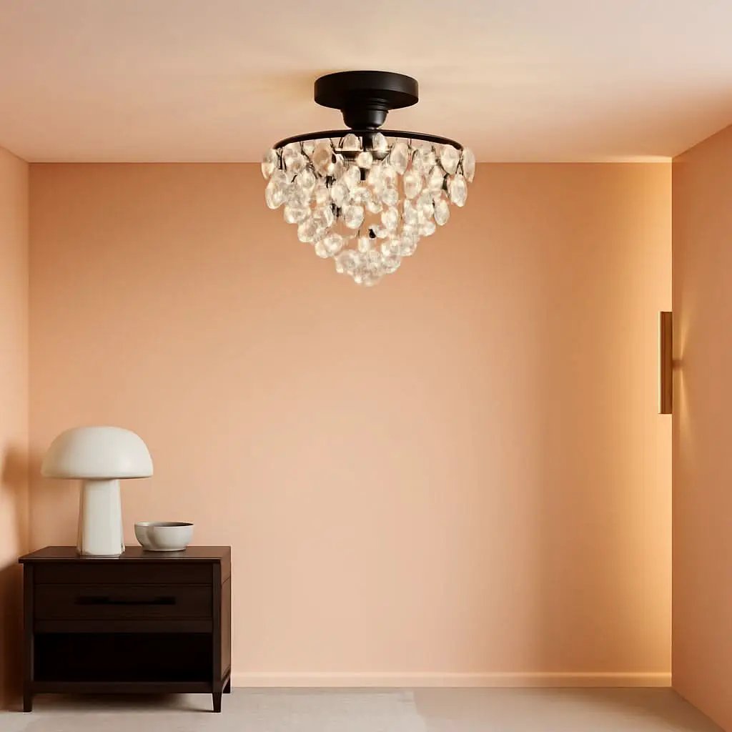 Black Crystal Ceiling Light Fixture Semi Flush Mount from PriceLows™