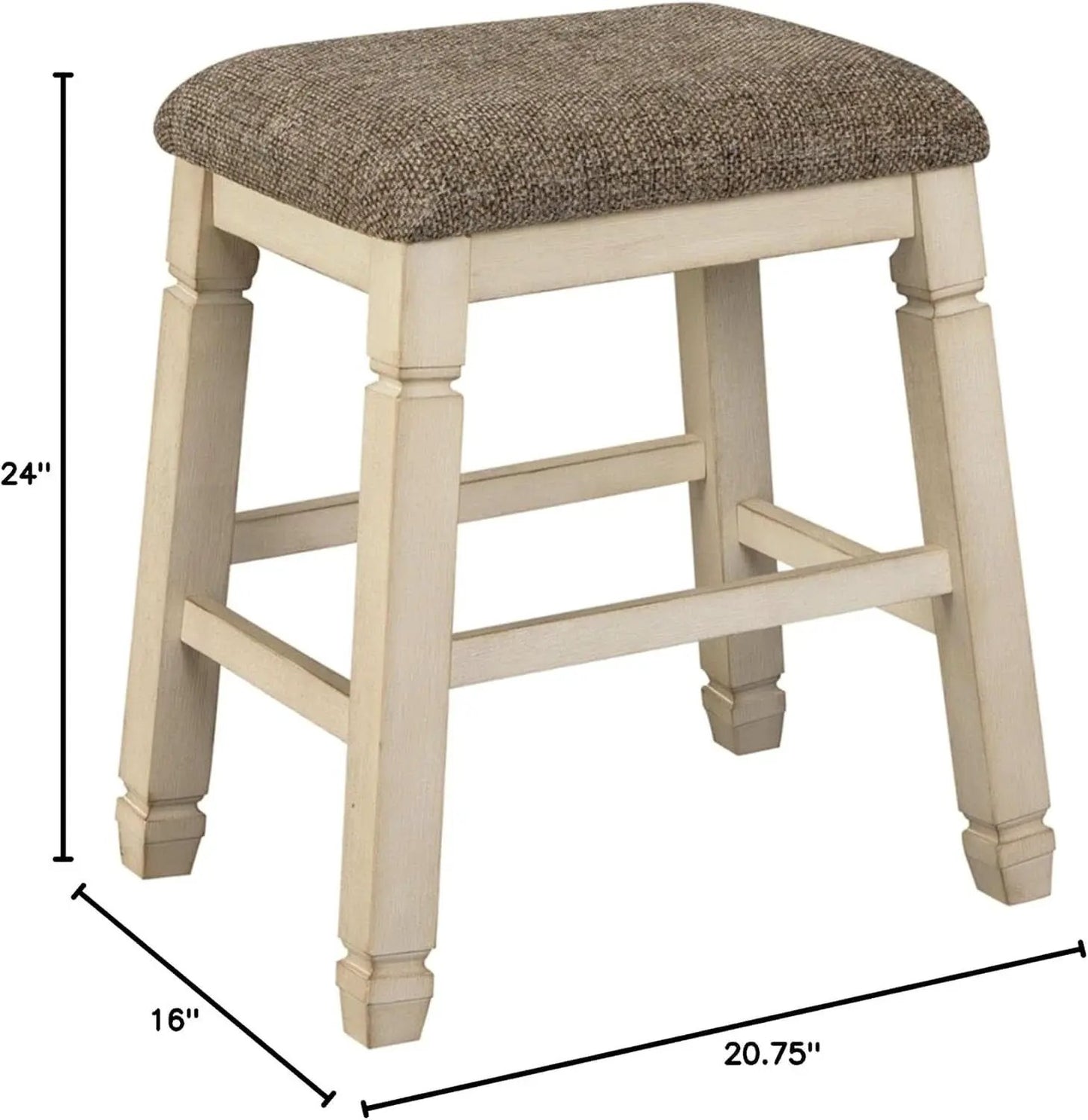 24 Inch Counter Height Upholstered Bar Stool Set Whitewash from PriceLows™