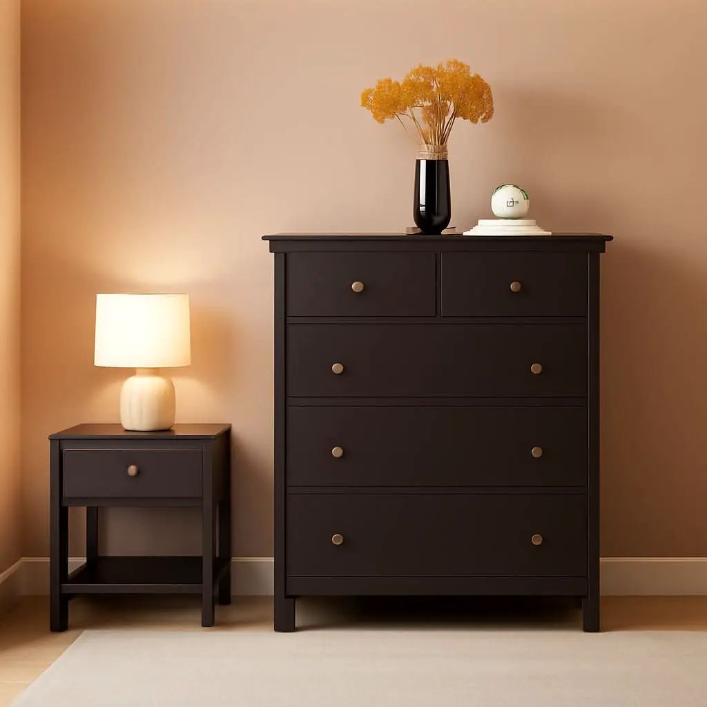 Dark Brown Modern 5 Drawer Chest of Drawers for Bedroom from PriceLows™