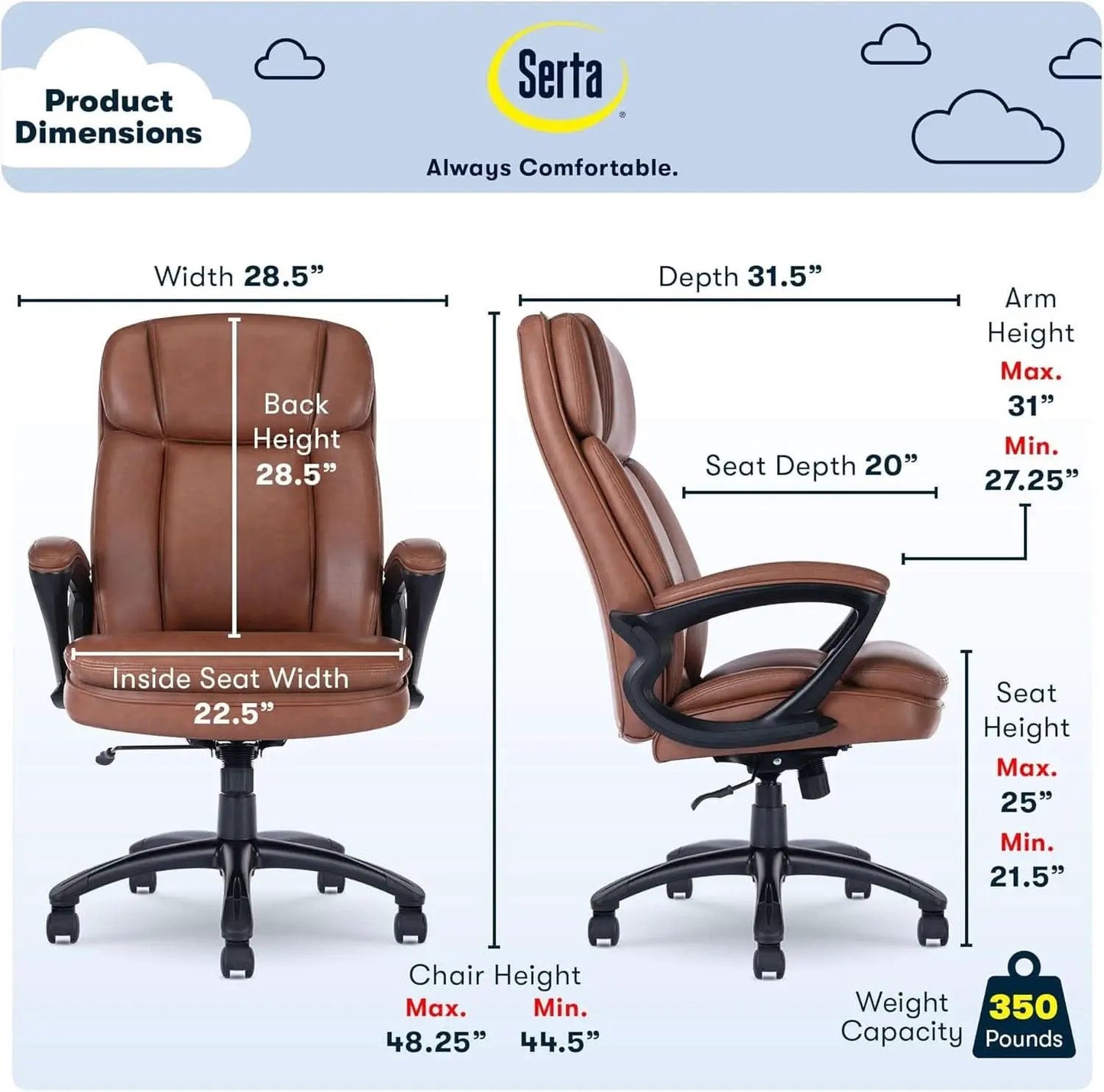 Fairbanks Big And Tall High Back Cognac Office Chair from PriceLows™