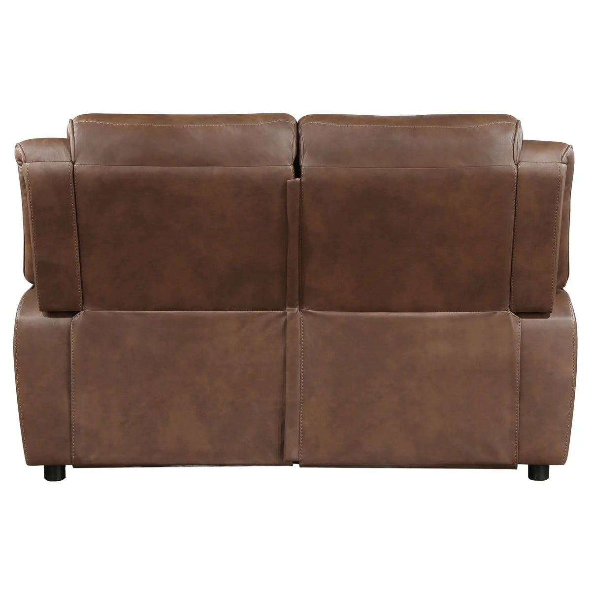 Ellington Upholstered Padded Arm Loveseat | 63 x 39 x 40.5 in | Faux Leather | Dark Brown