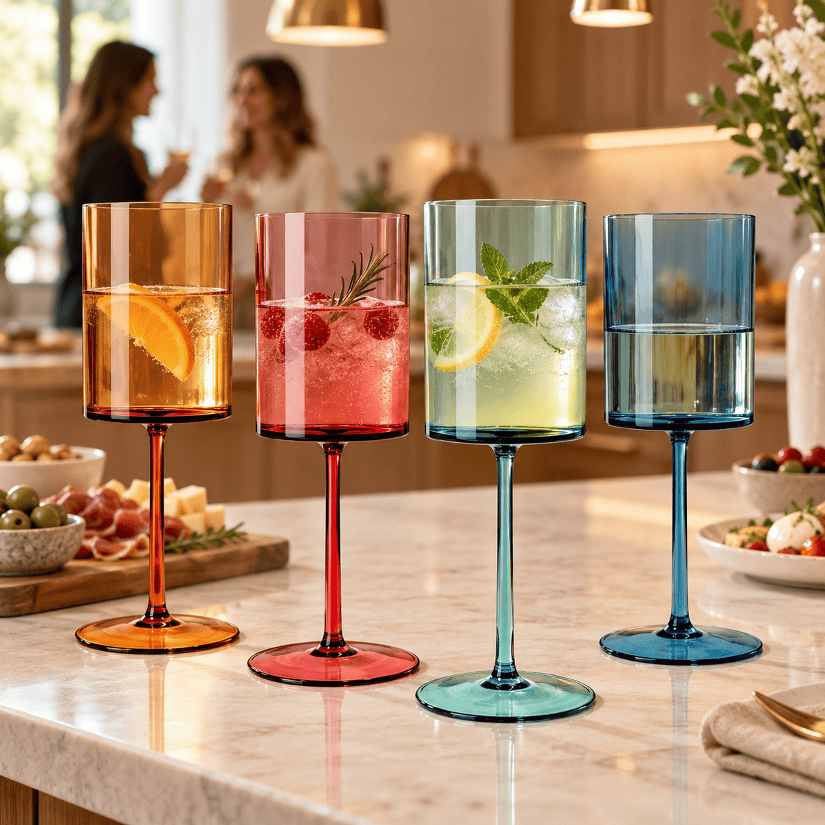 Eze Acrylic Stemmed Wine Glassware | 14 oz | Set of 4 | Acrylic