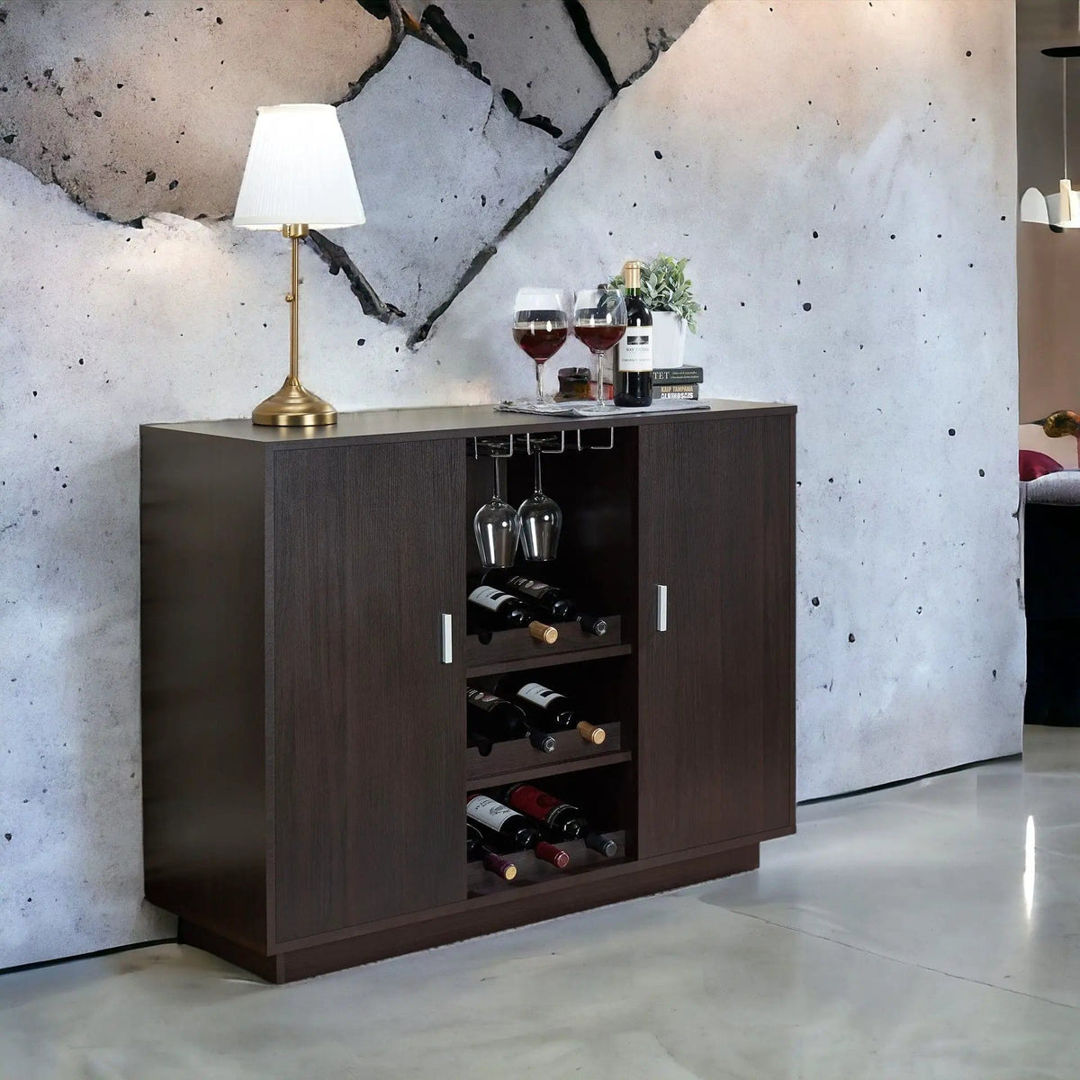 Hazen Wine Cabinet II | 16 x 47 x 35 in | Home Furniture | Espresso