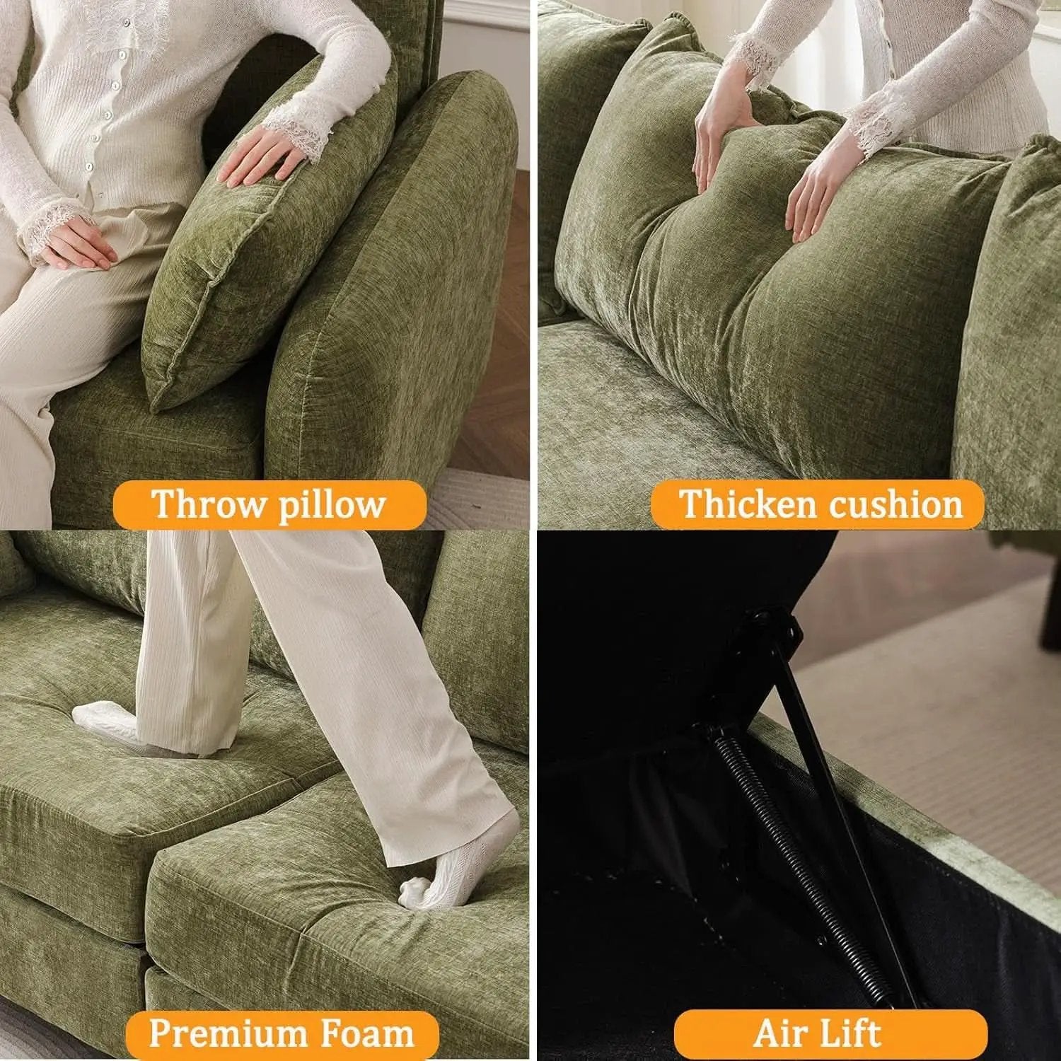 Green Chenille Oversized Accent Chair With Deep Storage from PriceLows™