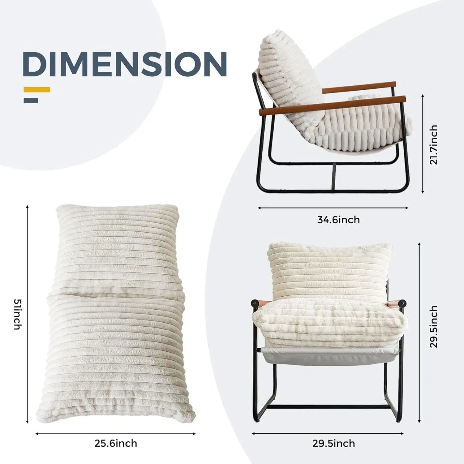 Boucle Sherpa Arm Chair Steel Frame Mid Century Modern from PriceLows™