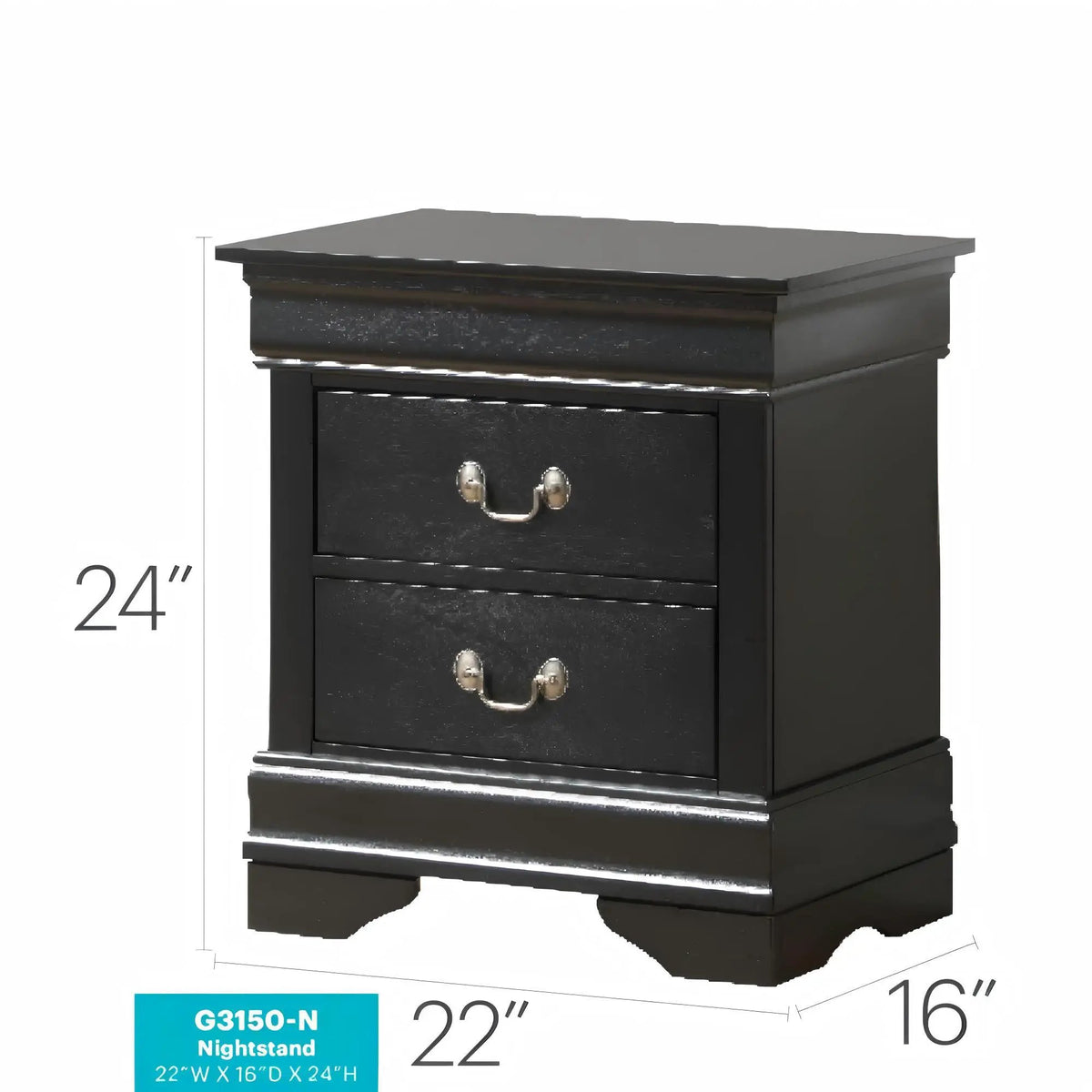Louis Phillipe Nightstand | Traditional Wood Design | English Dovetailed Drawers | Metal Center Guides