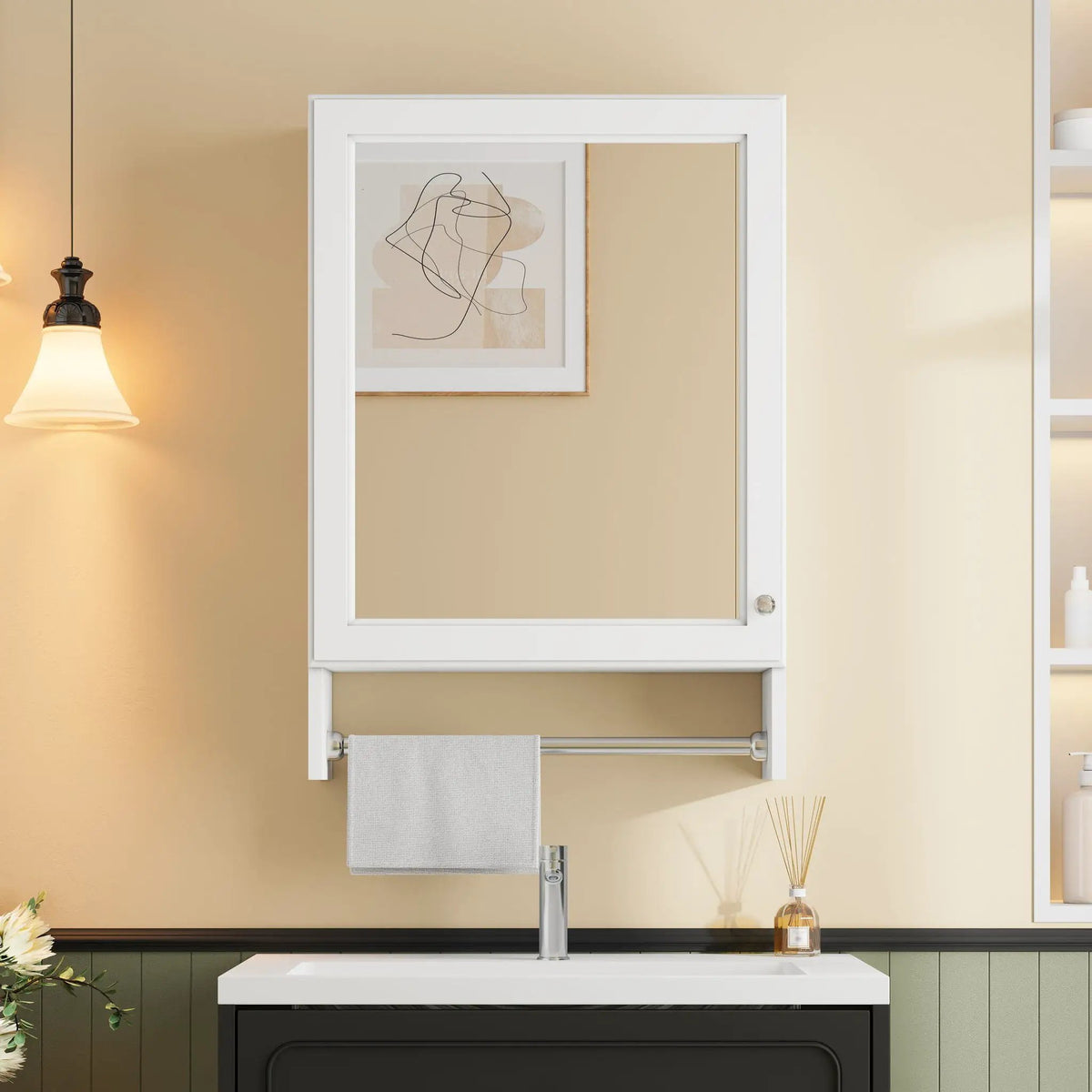 Bathroom Mirror Cabinet | Soft Close Door | Adjustable Shelf | White