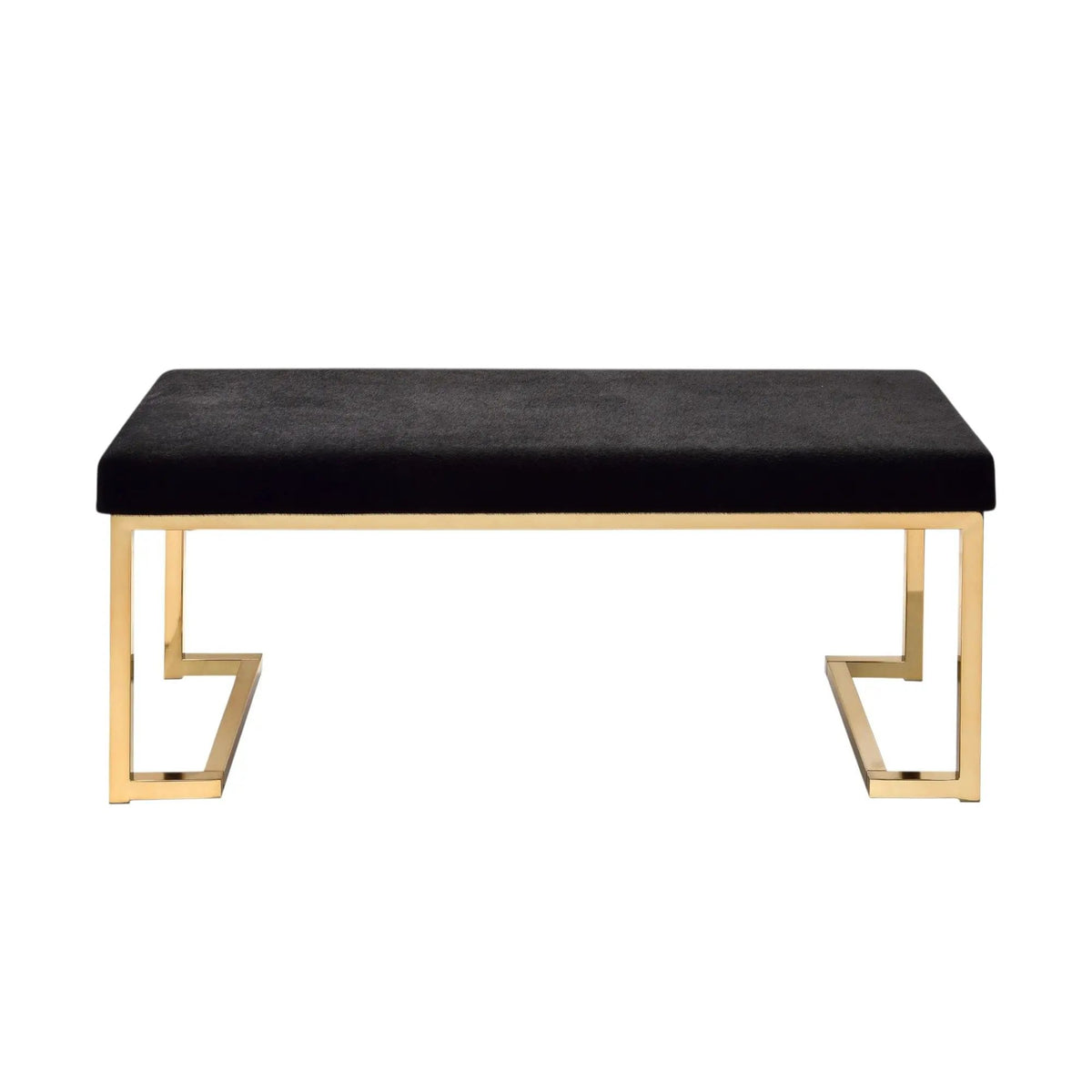 Boice Upholstered Bench | Black Faux Fur Seat | Armless Backless Design | 40 Inch Width