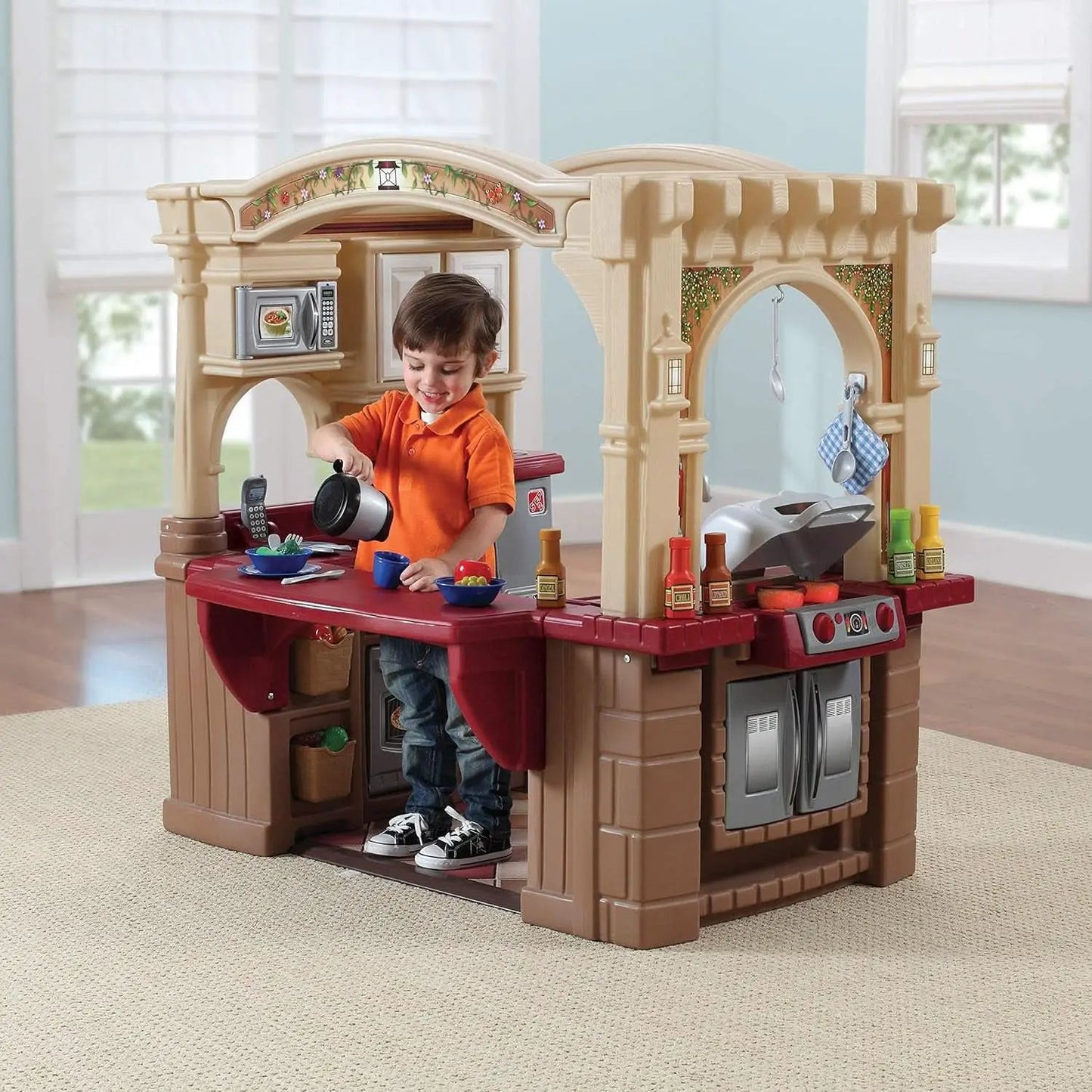 Kids Kitchen Playset With Interactive Lights Brown from PriceLows™