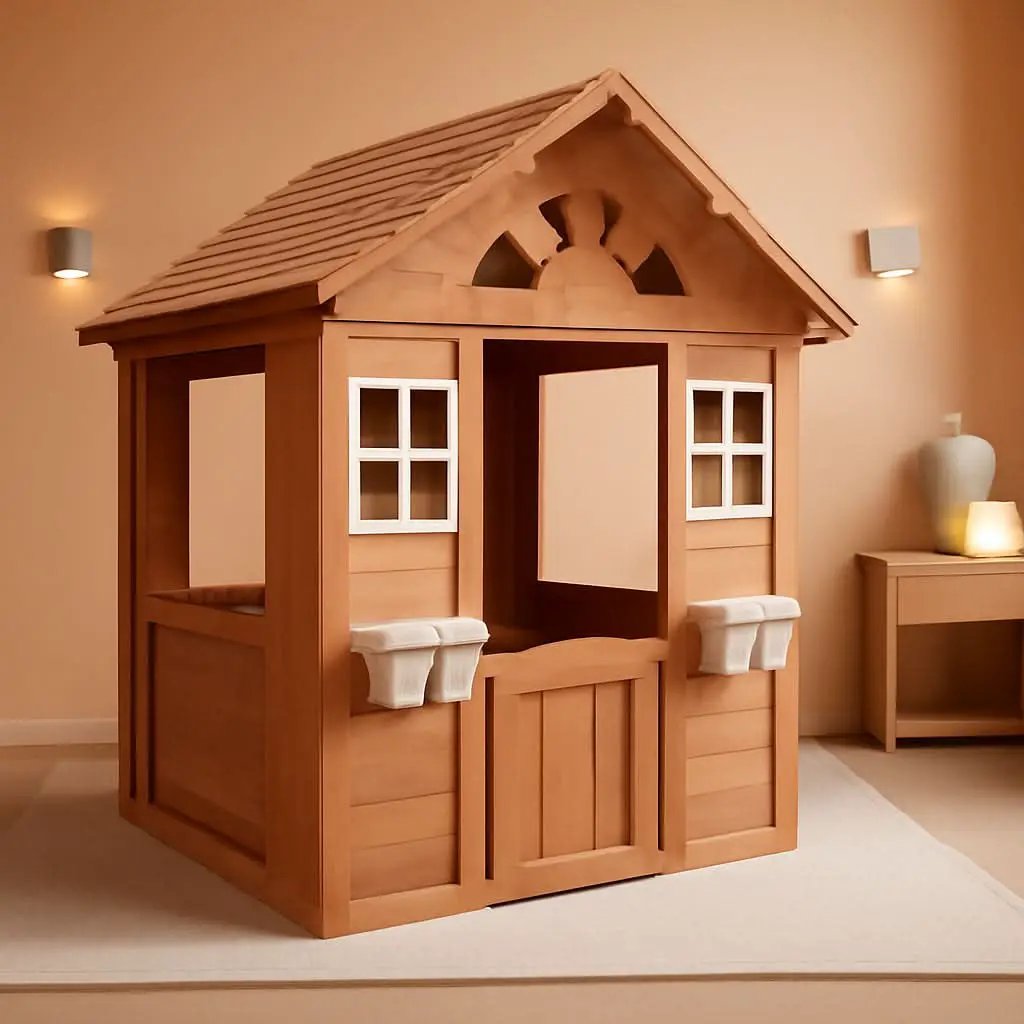 Wooden Outdoor Playhouse With Two Windows Flowerpot from PriceLows™
