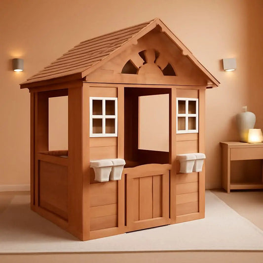Wooden Outdoor Playhouse With Two Windows Flowerpot from PriceLows™