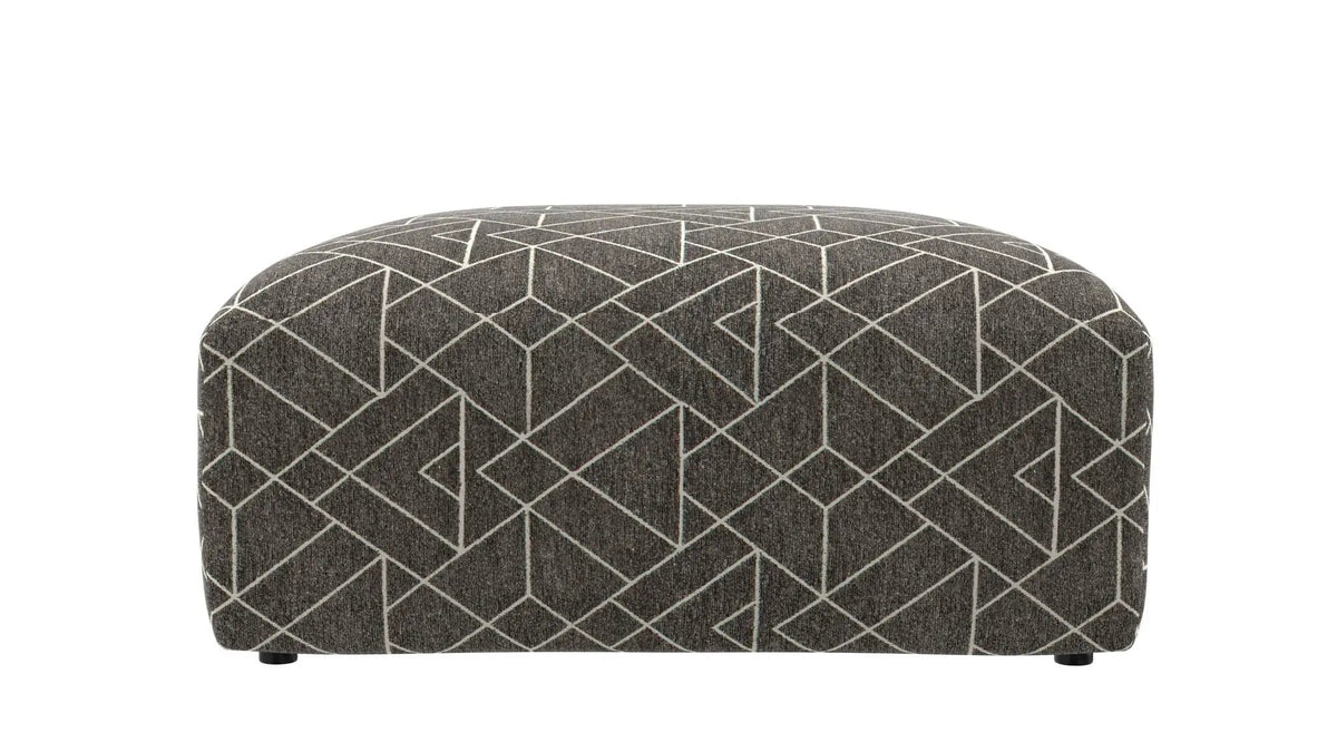 Reddington Cocktail Ottoman | 40 x 40 x 19 in | Velvet & Fabric | Umber