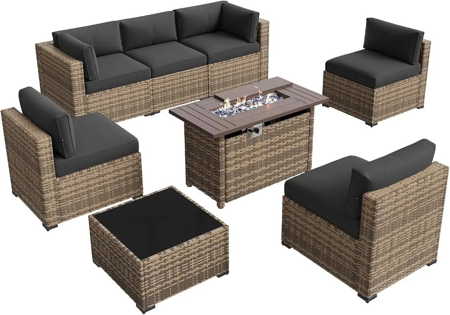 Outdoor Patio Furniture Set with Firepit Table and Cushions from PriceLows™