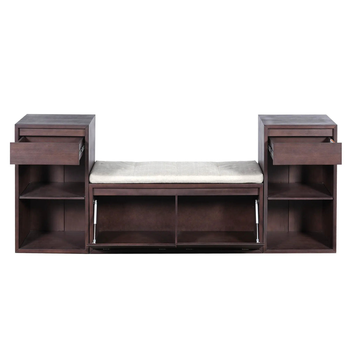 Entryway Storage Bench | Flip Top Compartment | Pine Wood Frame