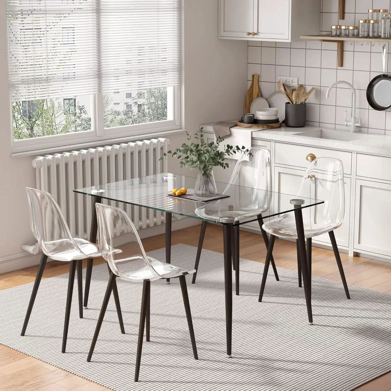Clear Acrylic Dining Chairs Set of 4 With Black Legs from PriceLows™